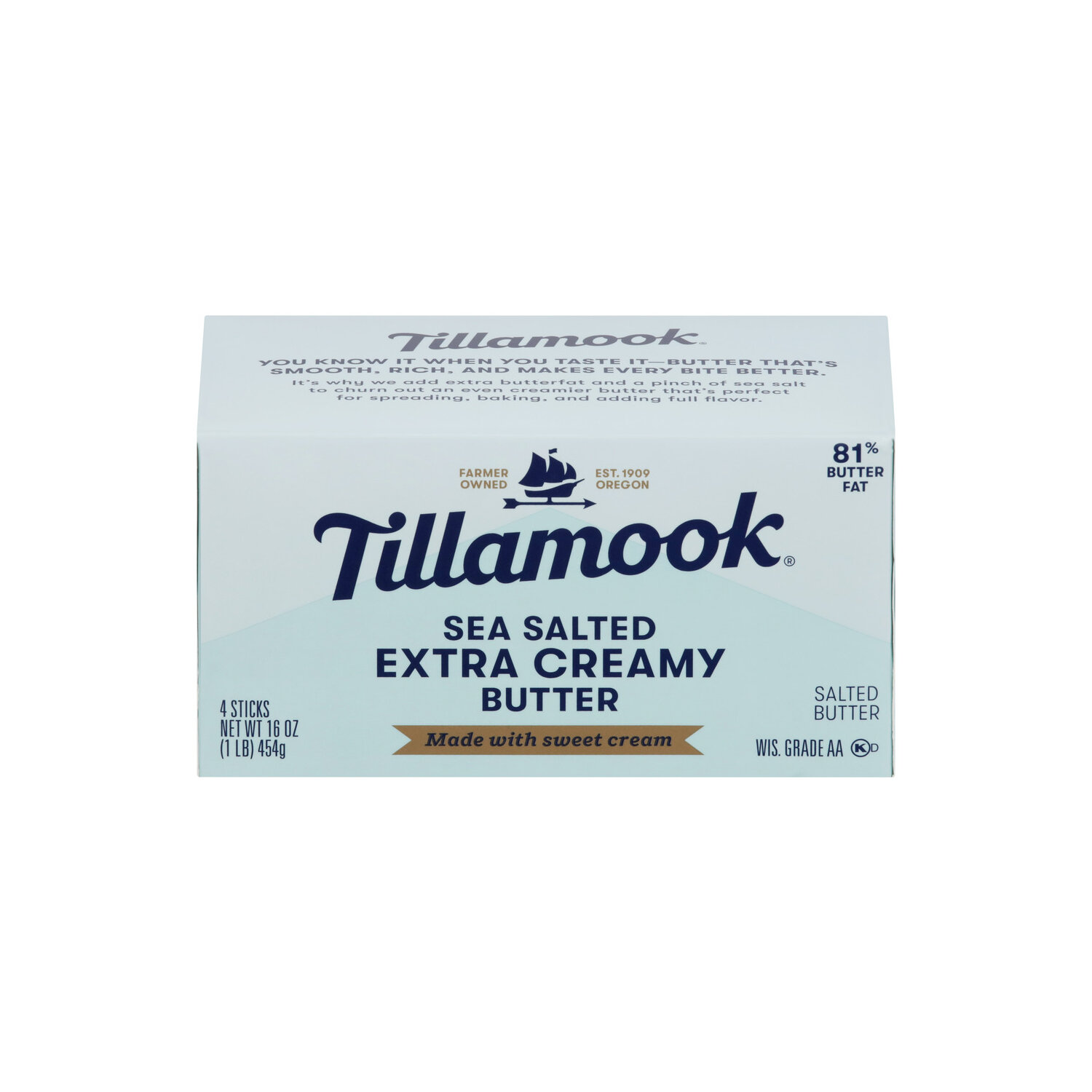 Tillamook Sea Salted Butter Sticks Extra Creamy - 4 Ounce - 4 Count Image 1 of 2