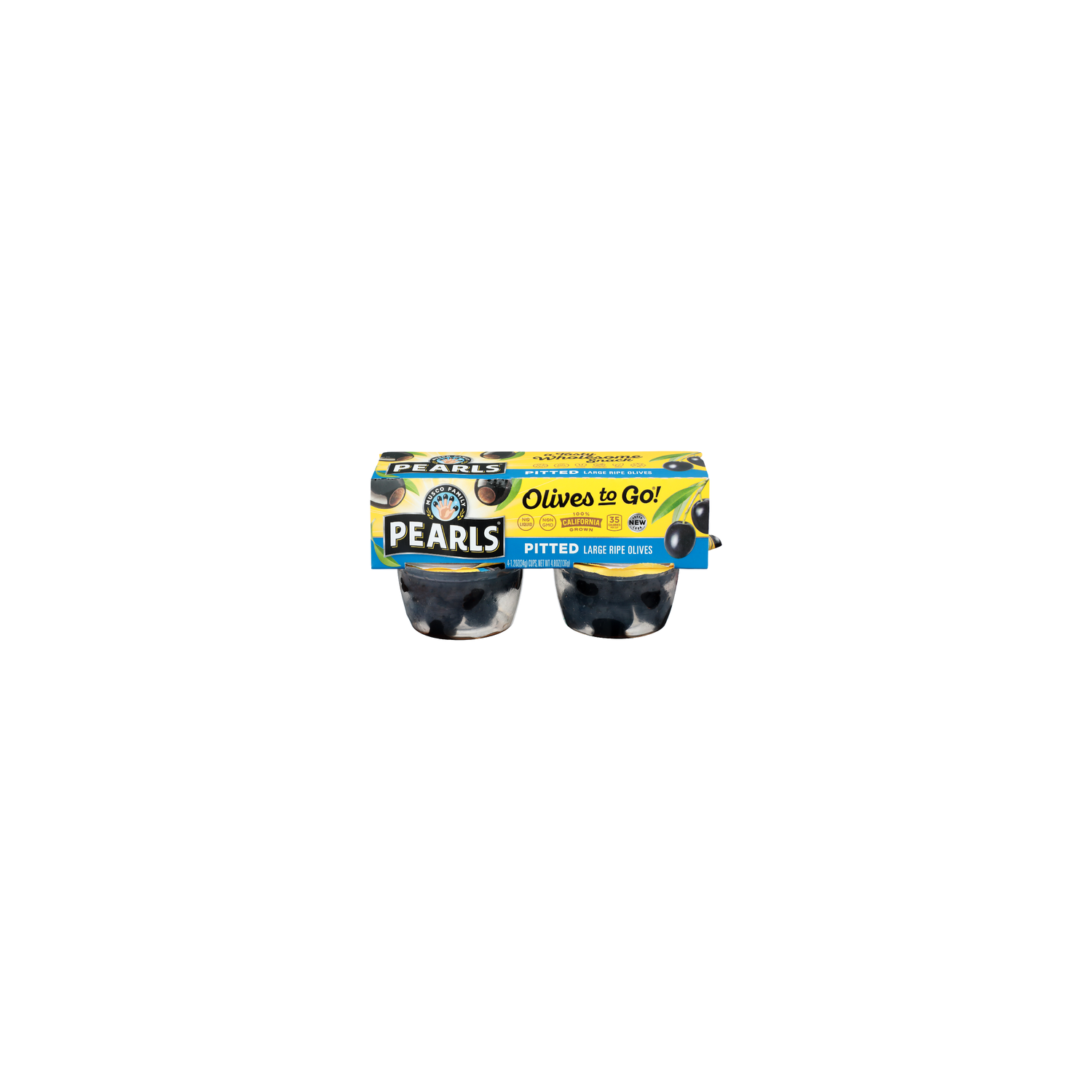 Musco Family Olives To Go! Pitted Large Pearls Olives - 1.2 Ounce - 4 Count Image 1 of 4