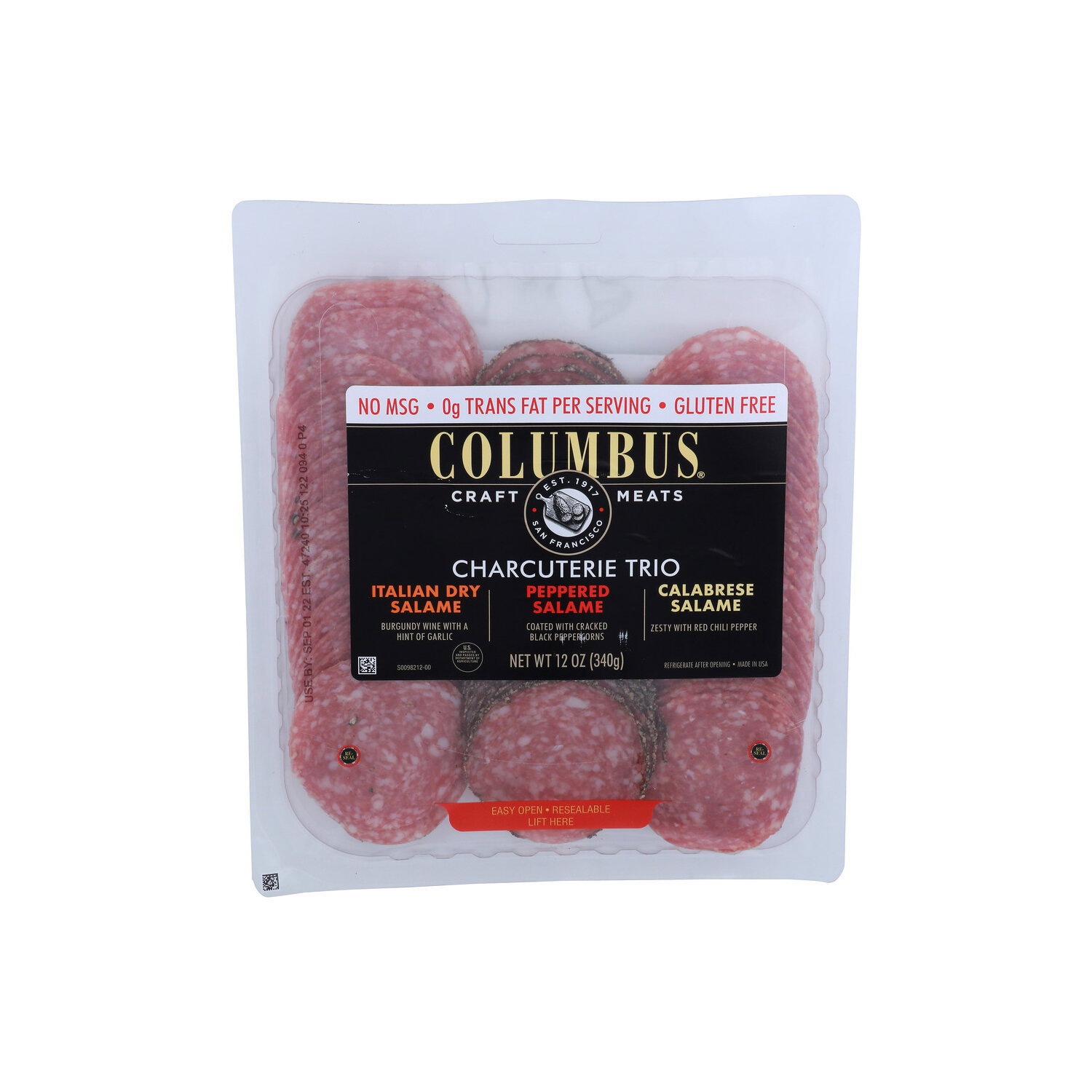 Columbus Charcuterie Trio Italian Dry, Pepper, And Calabrese Salame Tray - 12 Ounce Image 1 of 4
