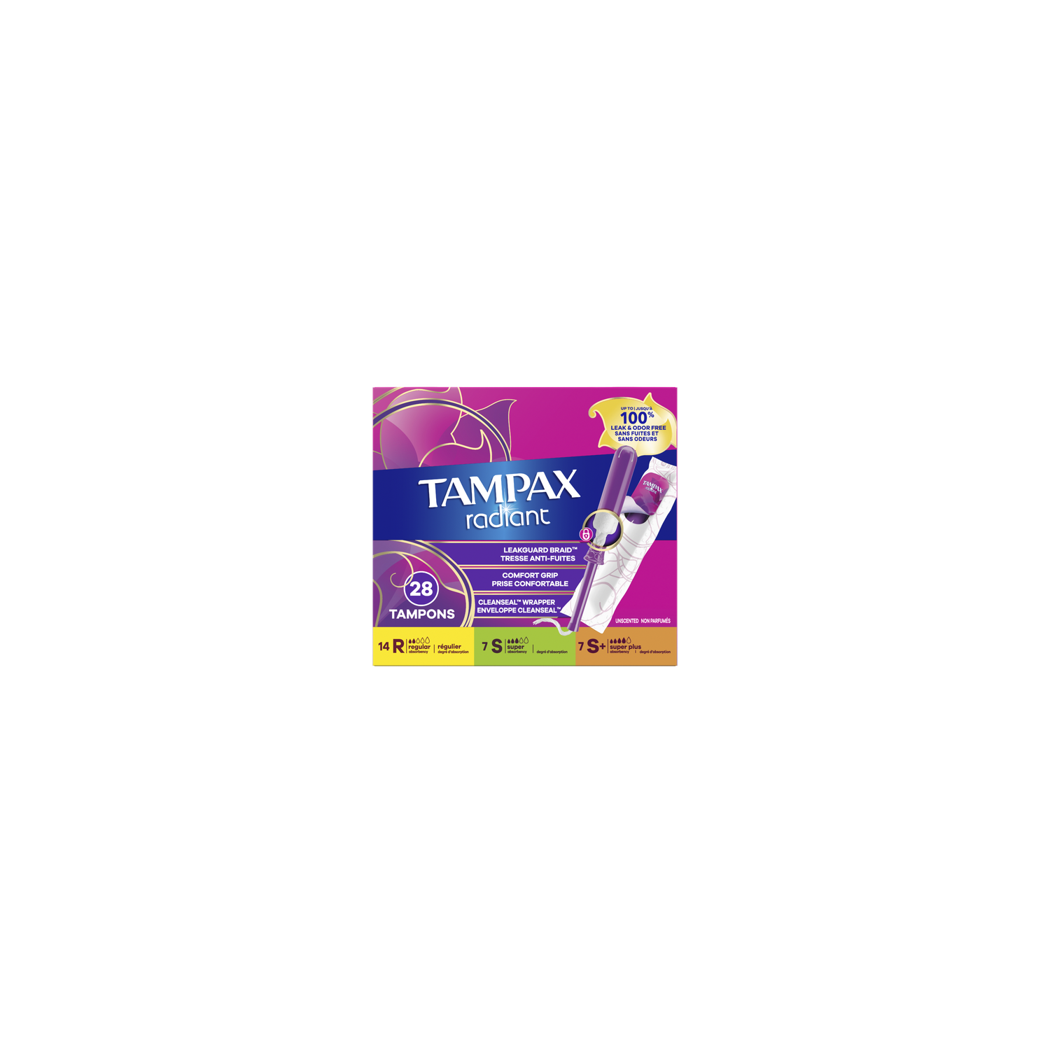 Tampax Radiant Tampons Multipack, With Leakguard Braid - 28 Count Image 1 of 2
