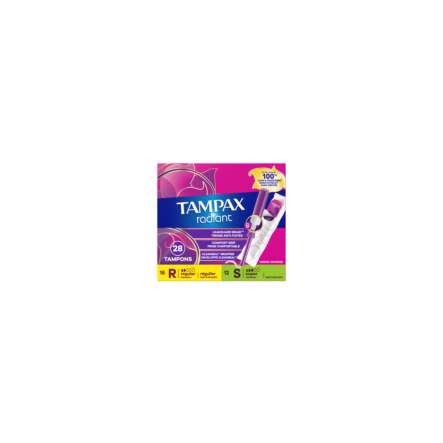 Tampax Radiant Unscented Tampons - 28 Count Image 1 of 2