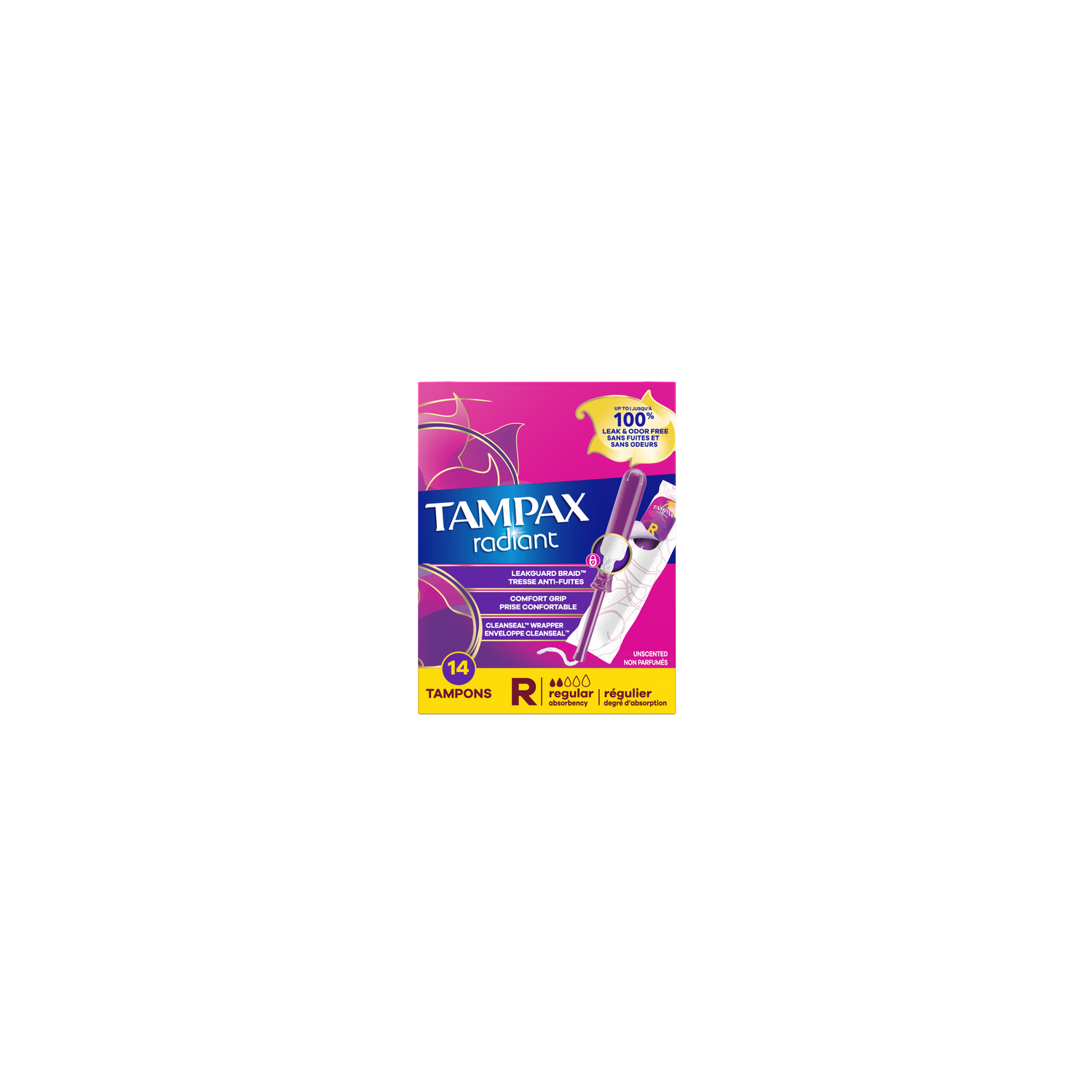 Tampax Radiant Unscented Regular Tampons - 14 Count Image 1 of 2