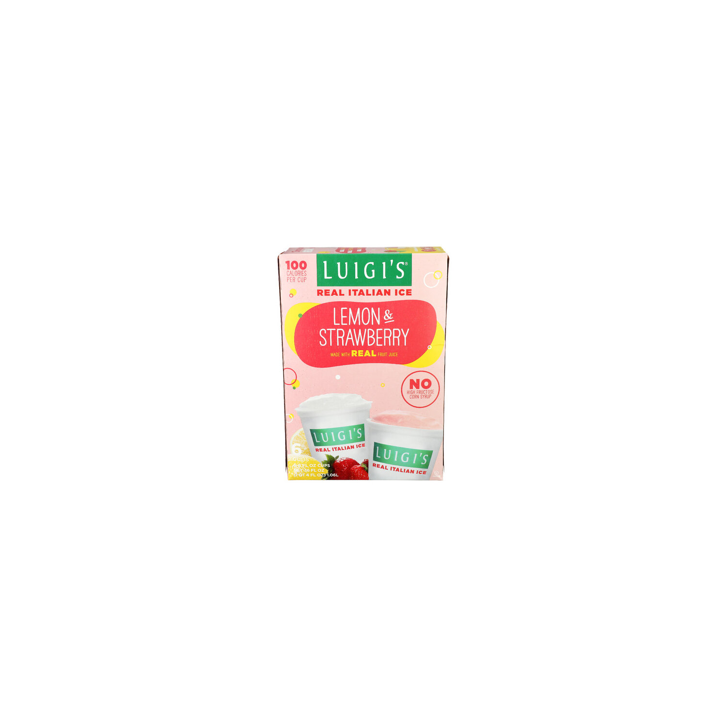 LUIGI's Lemon Strawberry Variety Real Italian Ice Pack - 6 Fluid Ounce - 6 Count Image 1 of 4