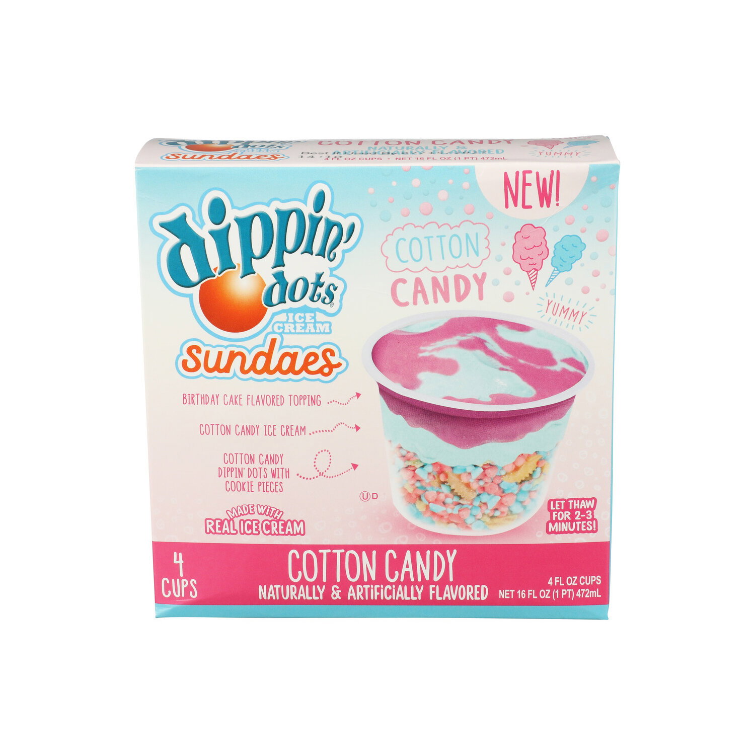 DIPPIN' Dots Cotton Candy Sundae - 4 Fluid Ounce - 4 Count Image 1 of 4