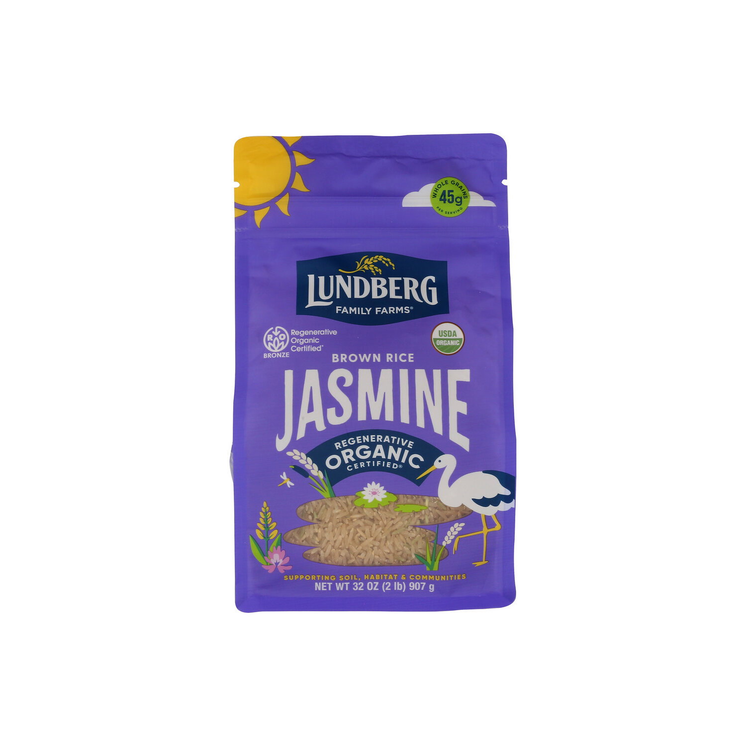 Lundberg Family Farms Brown Jasmine Rice Packaged Regenerative Organic California - 32 Ounce Image 1 of 4