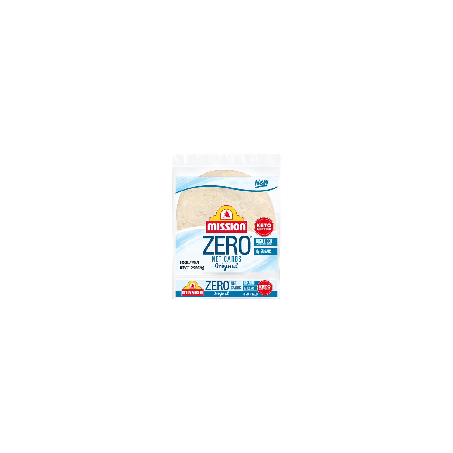 Mission Zero Net Carbs Original Flour Tortillas, Soft Taco Size - 1.411 Ounce - 8 Count Image 1 of 4