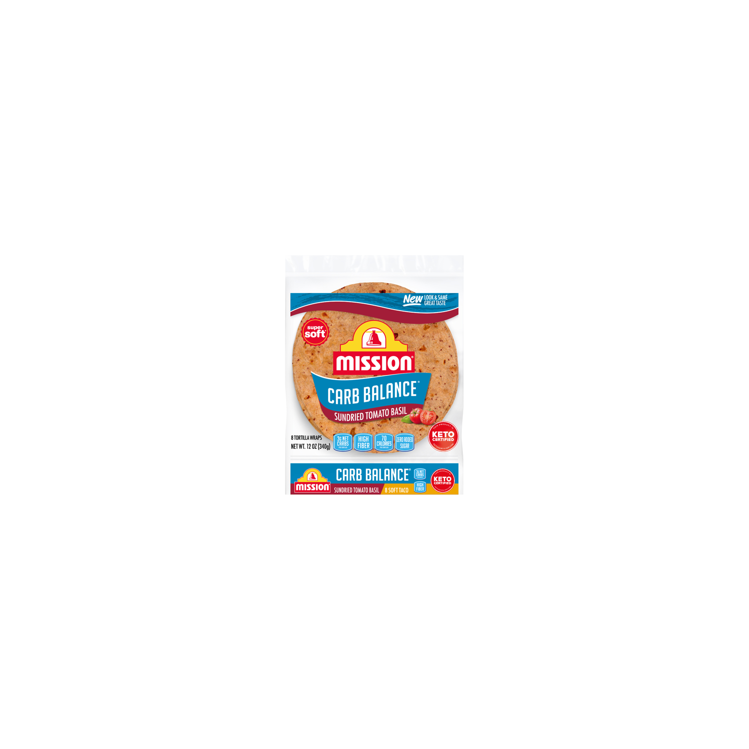 Mission Carb Balance Sundried Tomato Basil Super Soft Tortilla Wraps - 1.5 Ounce - 8 Count Image 1 of 4
