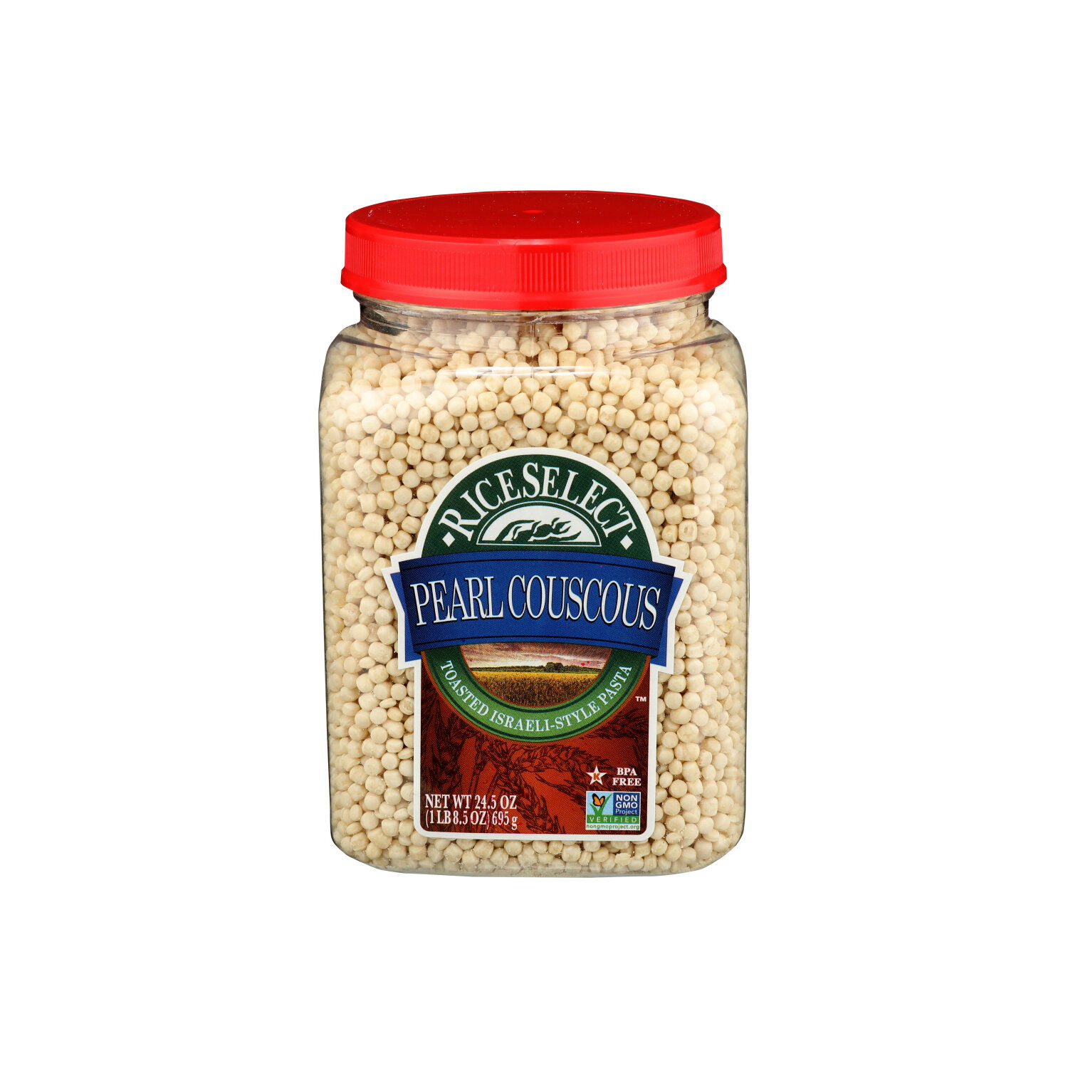 Couscous Perlato Israeliano - 24.5oz, Non OGM, In Barattolo