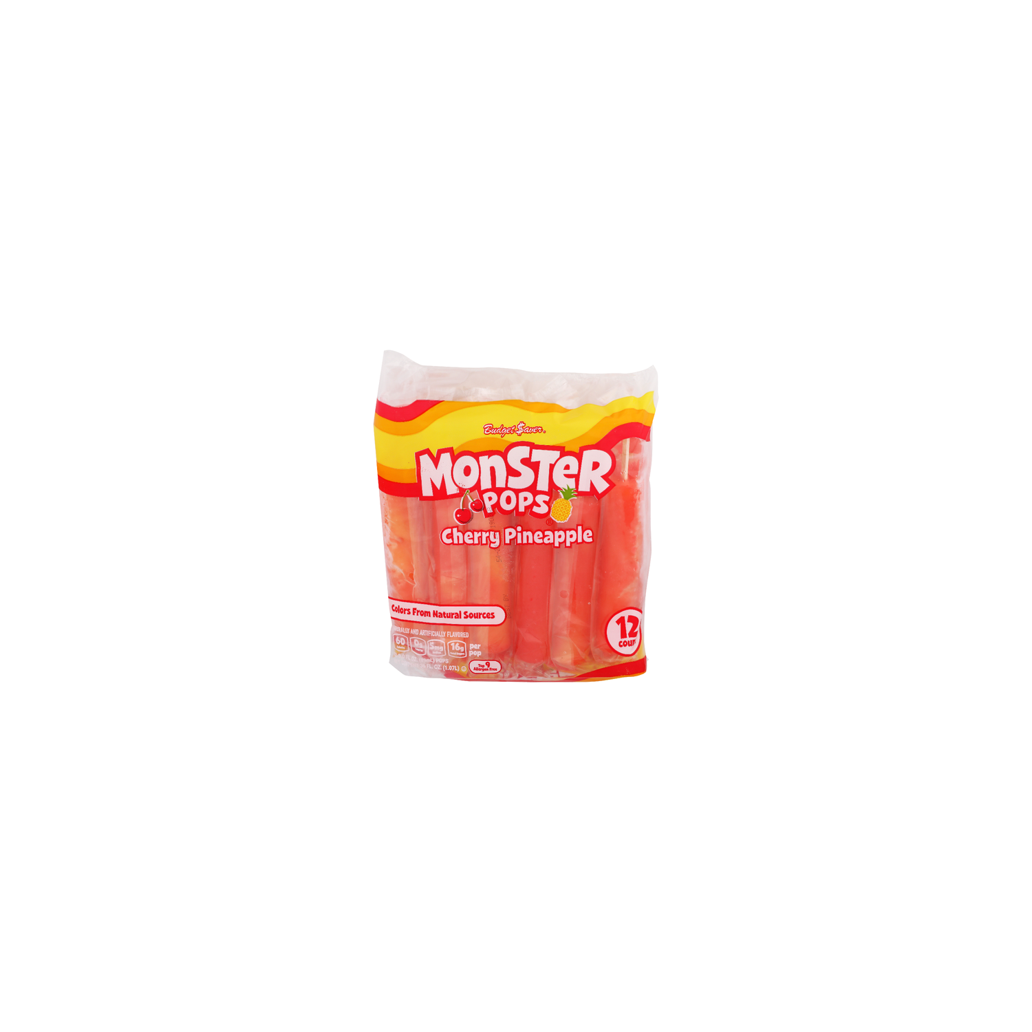 Budget Saver Cherry-Pineapple Slushed Monster Pops - 3 Fluid Ounce - 12 Count Image 1 of 4
