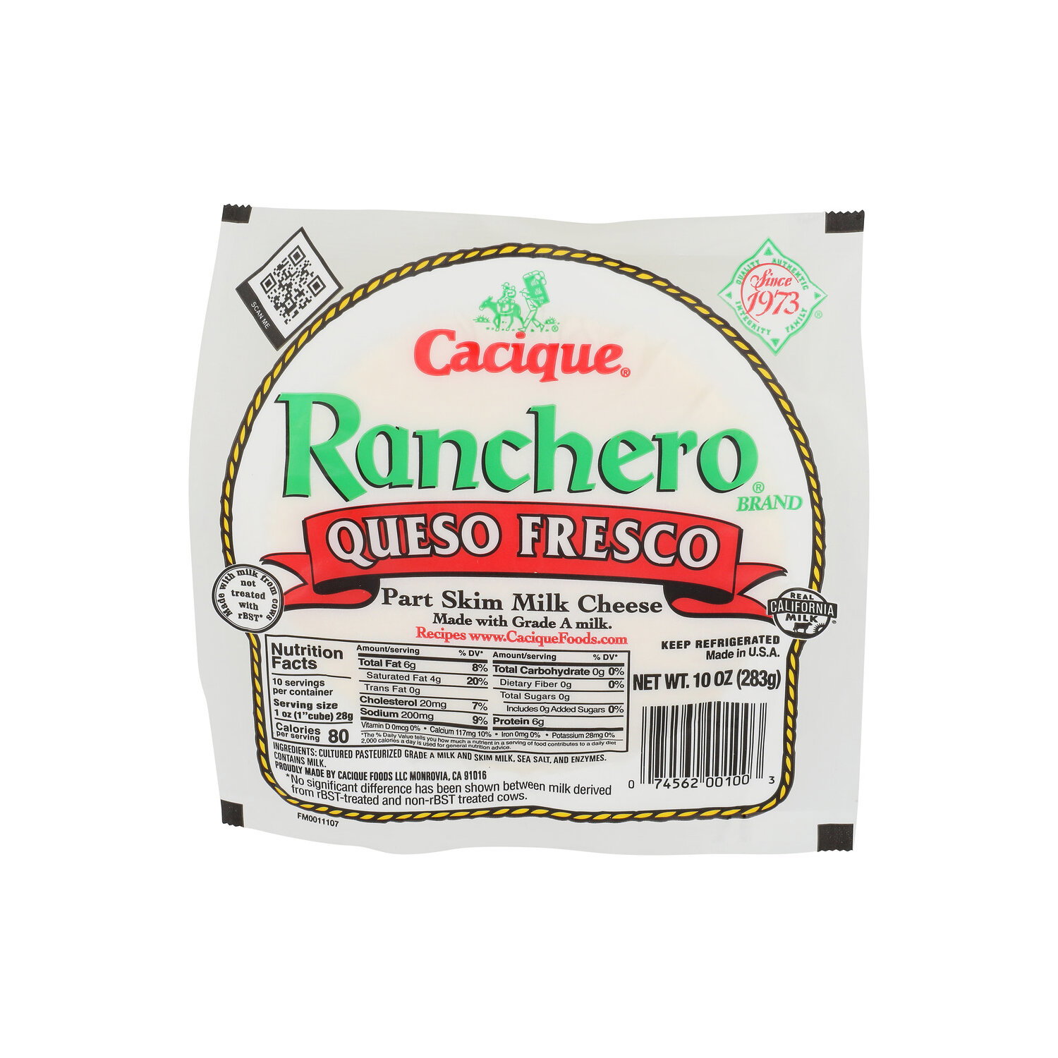 Cacique Ranchero Queso Fresco Mexican Fresh Cheese - 10 Ounce Image 1 of 4