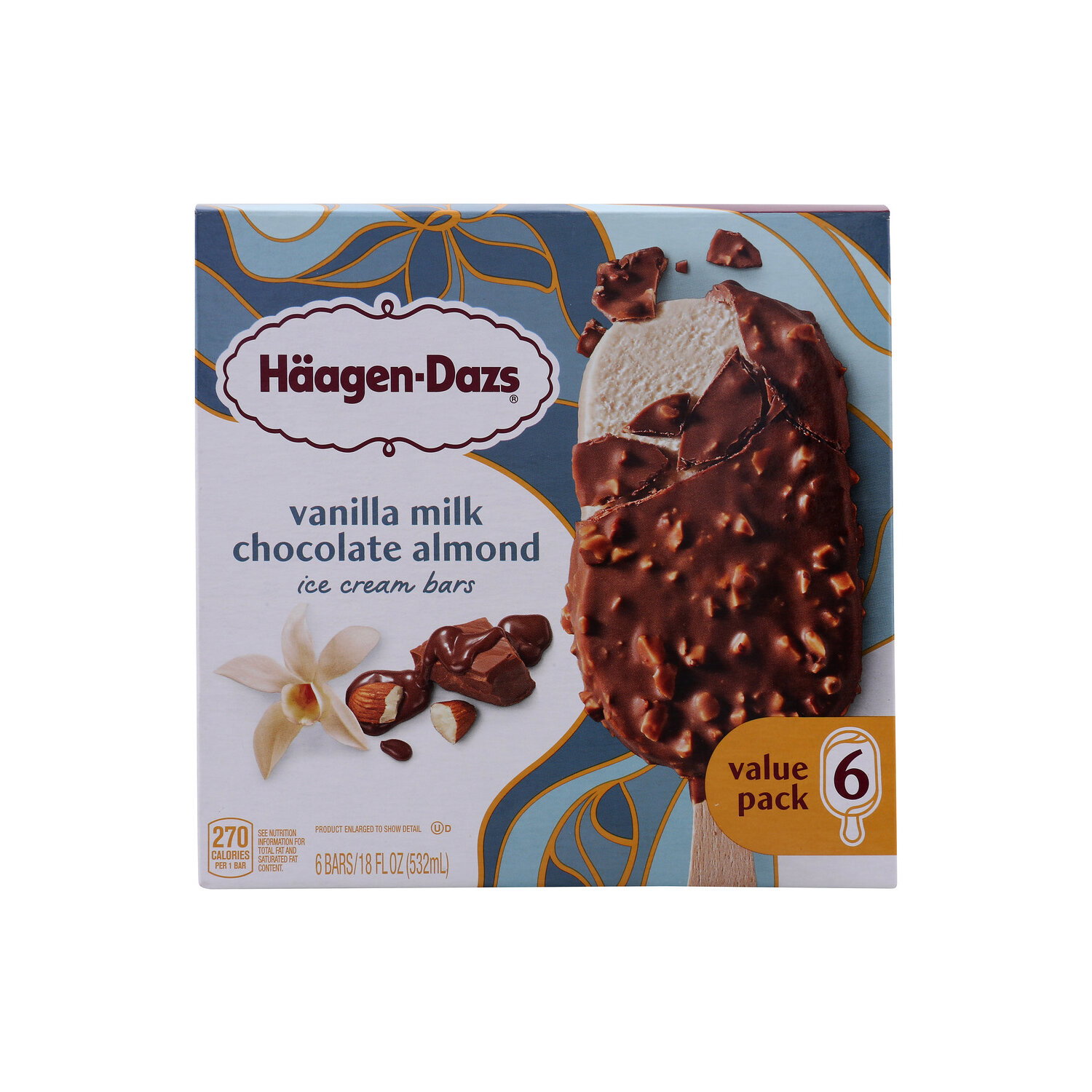 Value Pack Vanilla Milk Chocolate Almond Ice Cream Bars Häagen-Dazs - 3 Fluid Ounce - 6 Count Image 1 of 4