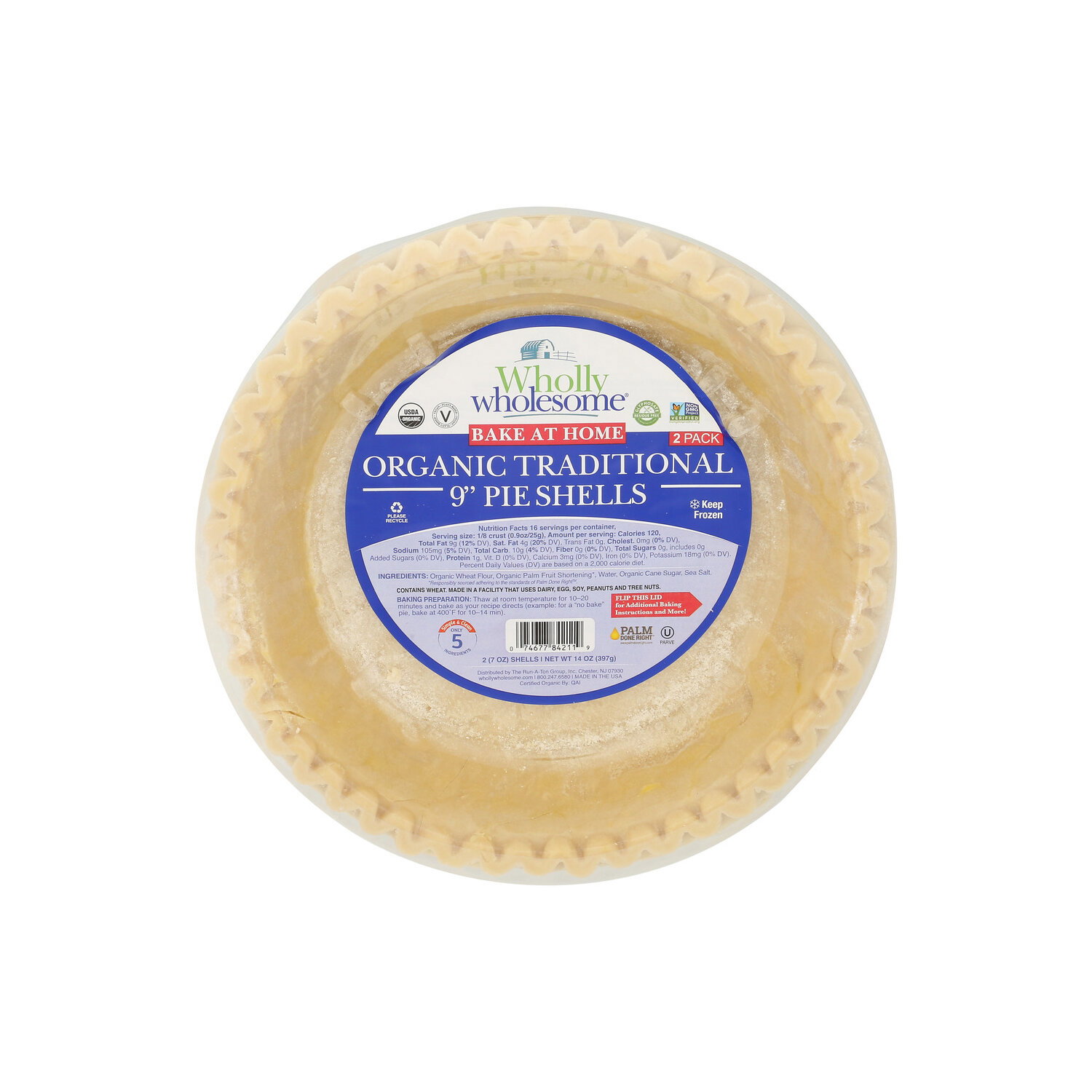 Wholly Wholesome Traditional 9 Inch 2 Pack Organic Pie Shells - 7 Ounce - 2 Count Image 1 of 4