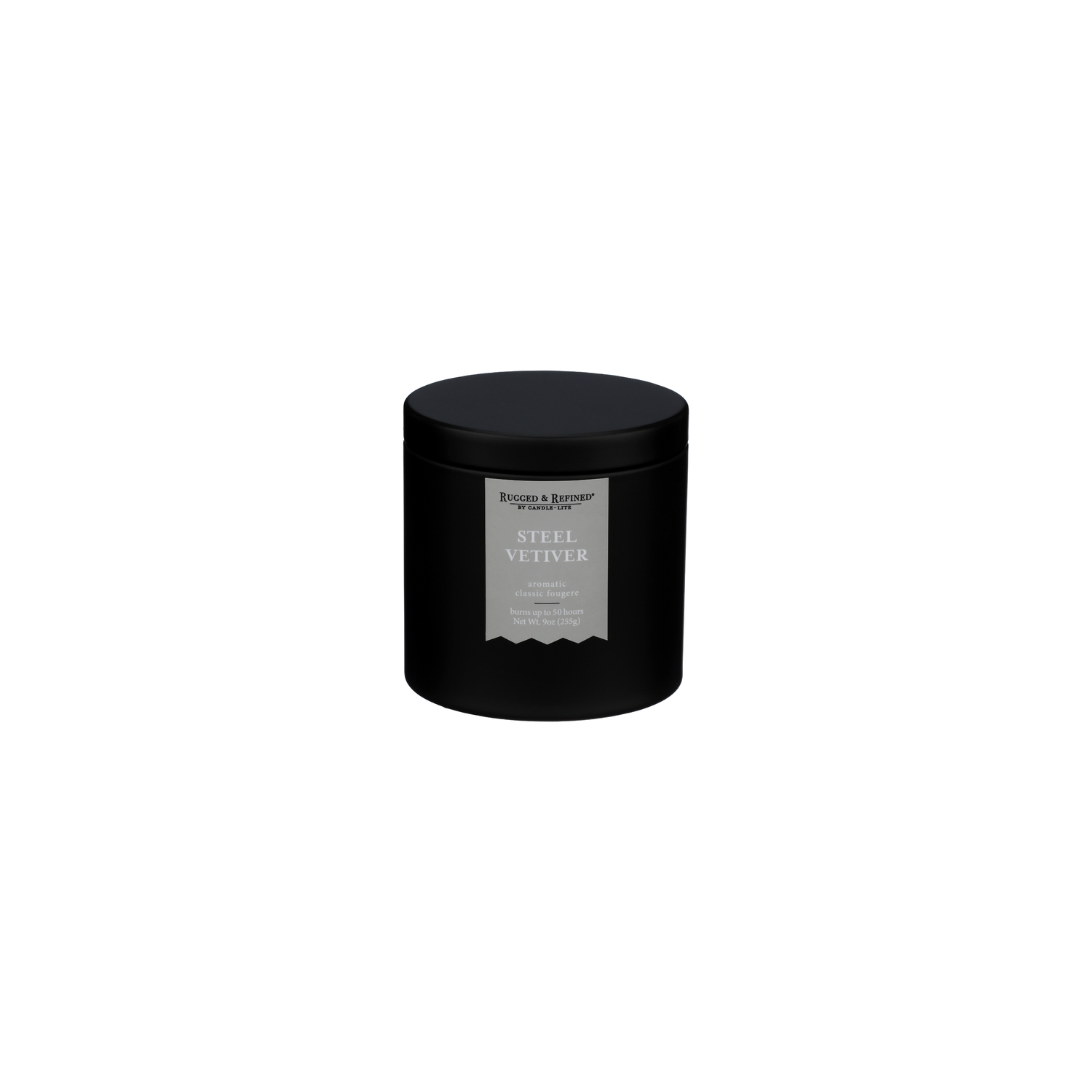 RUGGED & REFINED Steel Vetiver Candle In Black Tin - 9 Ounce Image 1 of 3