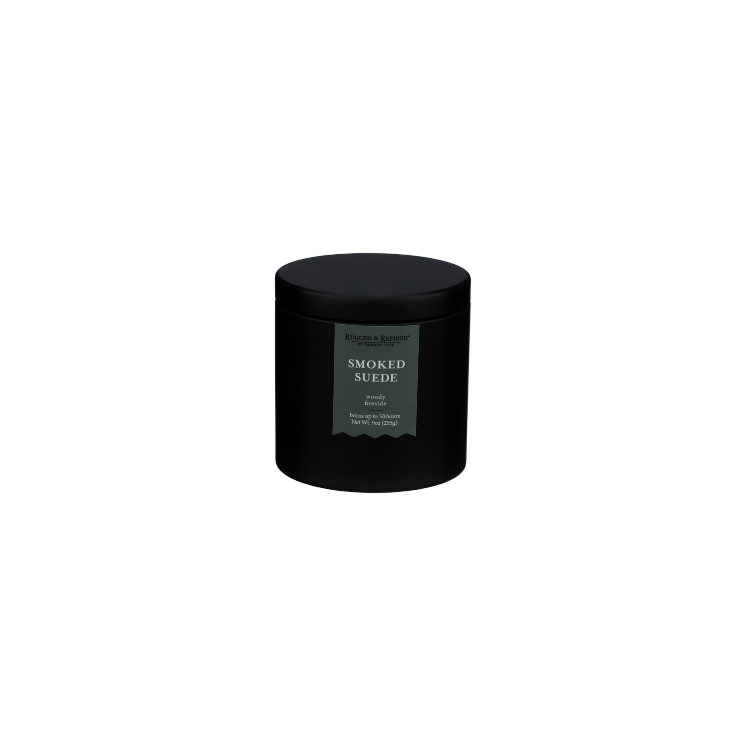 RUGGED & REFINED Smoked Suede Candle In Black Tin - 9 Ounce Image 1 of 3