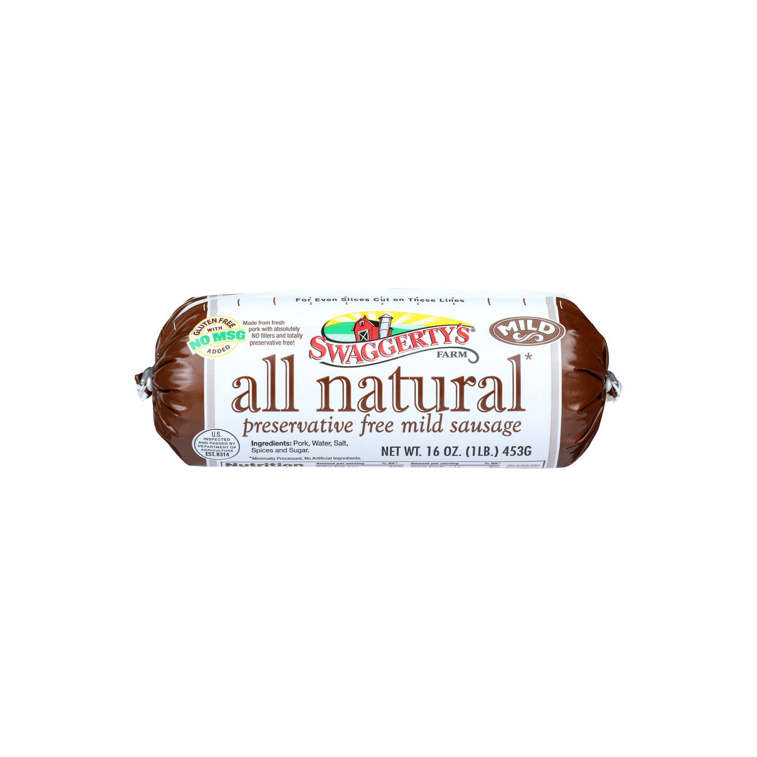 SWAGGERTY's Farm Mild Roll Preservative Free Sausage Pork - 16 Ounce Image 1 of 4