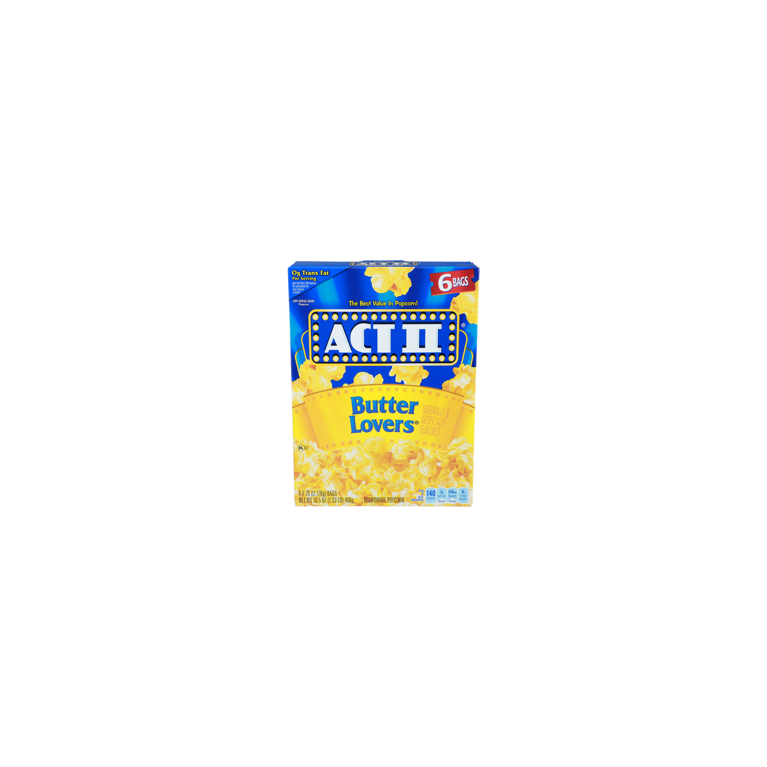 Act II Butter Lovers Microwave Popcorn - 2.75 Ounce - 6 Count Image 1 of 4