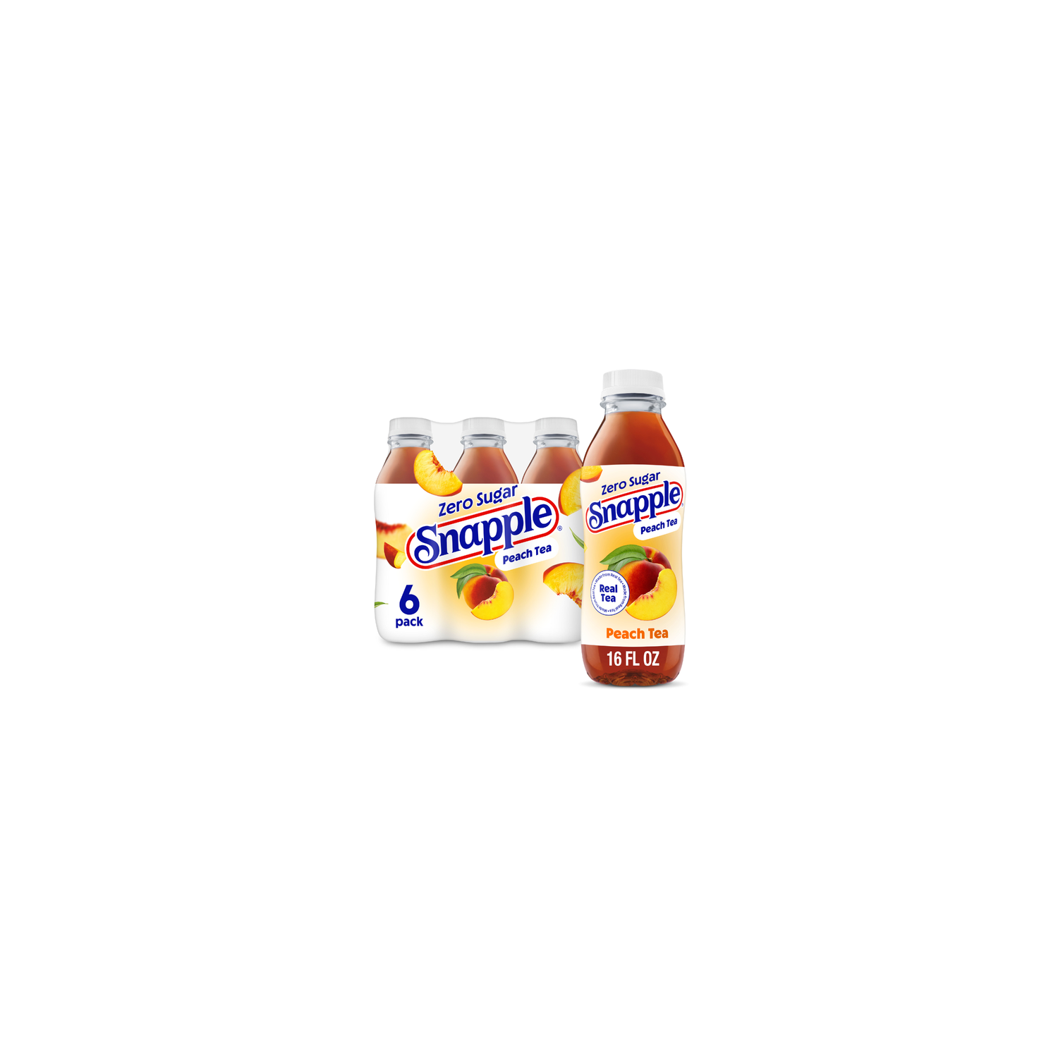 Snapple Zero Sugar Peach Tea - 2.667 Fluid Ounce - 6 Count Image 1 of 3