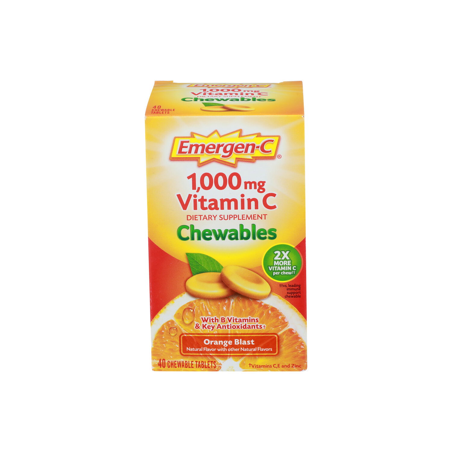 EMERGEN-C Orange Blast Chewables Tablets - 40 Count Image 1 of 2