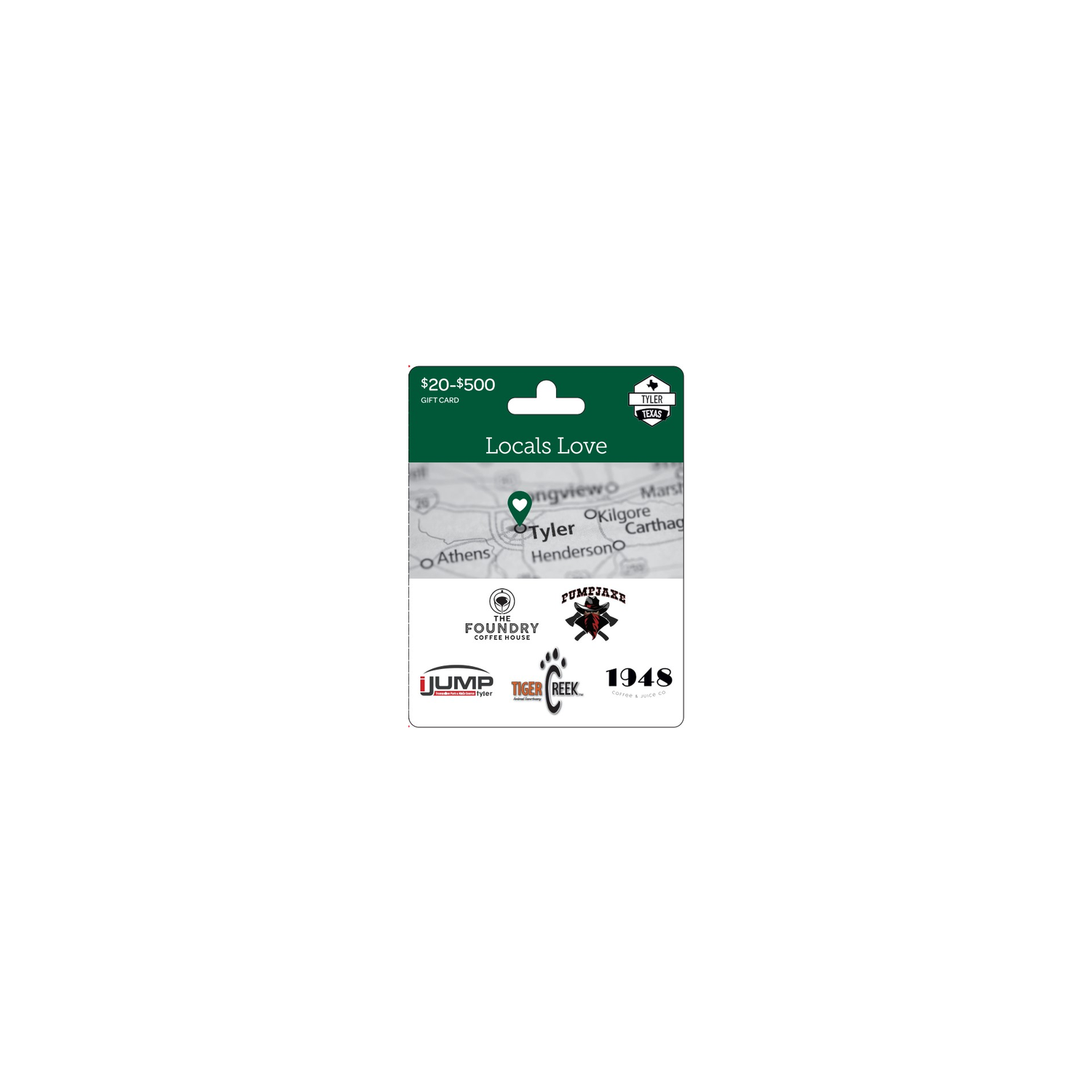 Original Content Private Label $20-500 Tyler Locals Love Gift Card - 1 Each