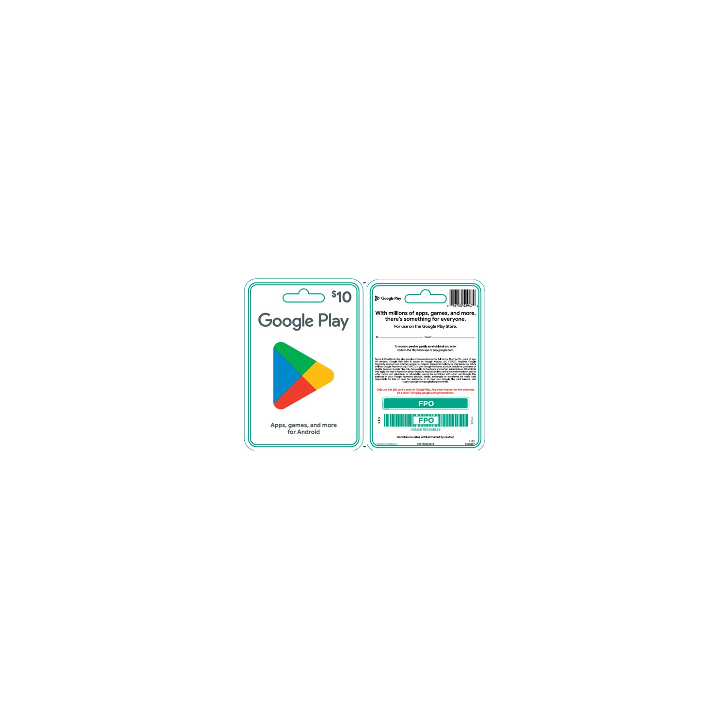Google Us $10 Play - 1 Each