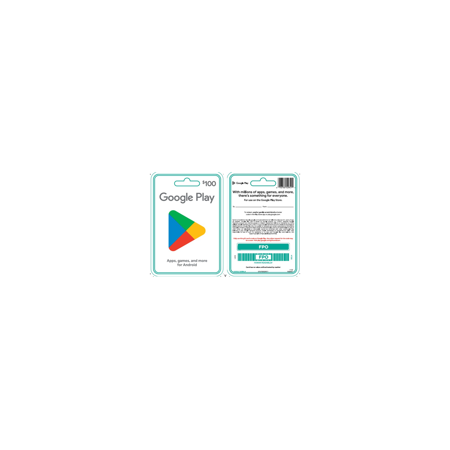 Google Us $100 Play - 1 Each