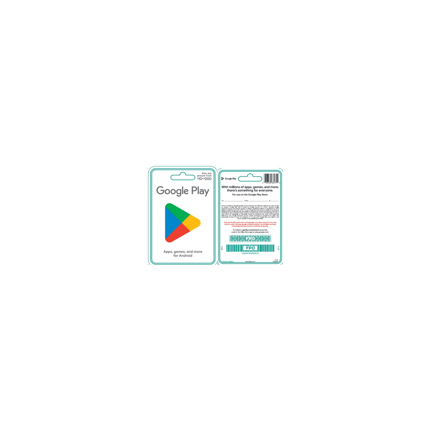 Google Us $$200 Play - 1 Each