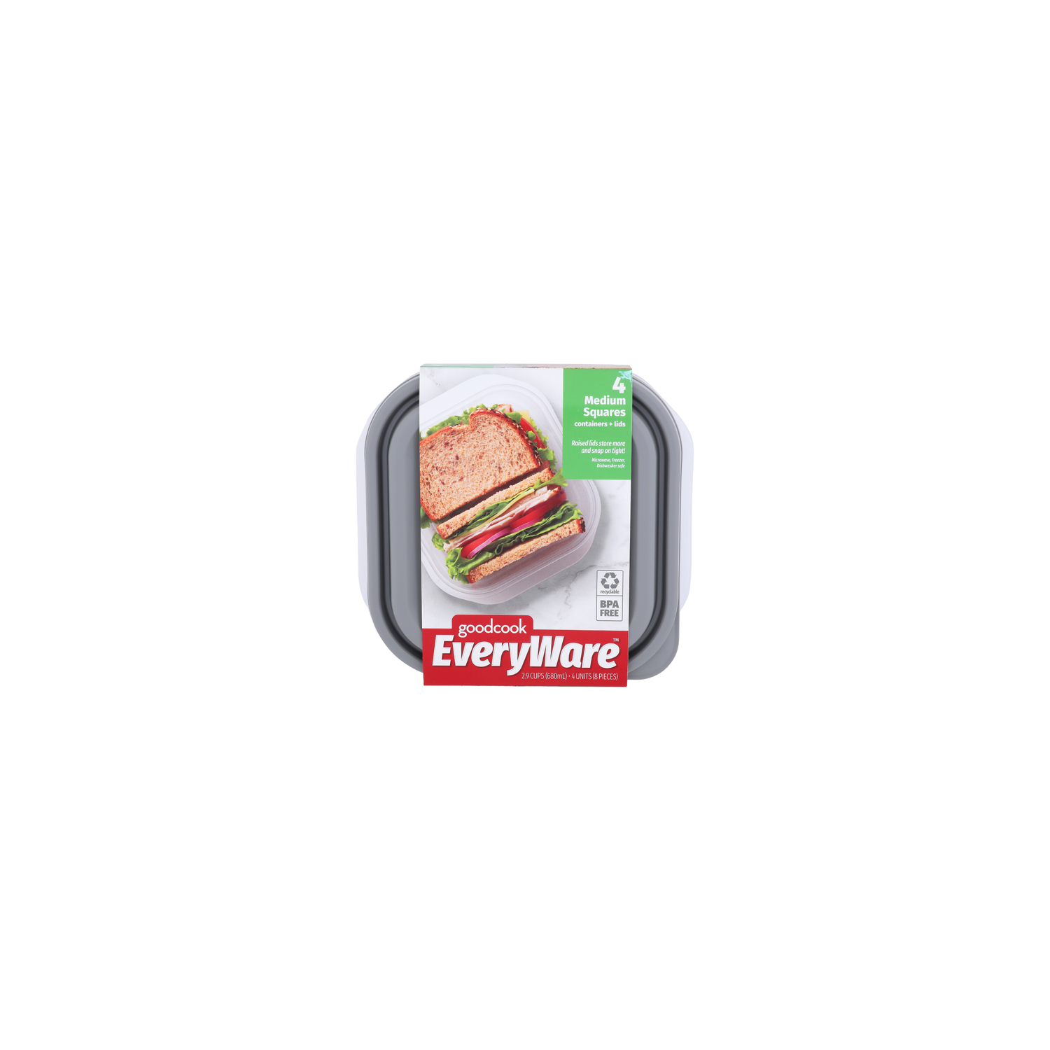 Goodcook Everyware Medium Squares Containers + Lids - 4 Count Image 1 of 2