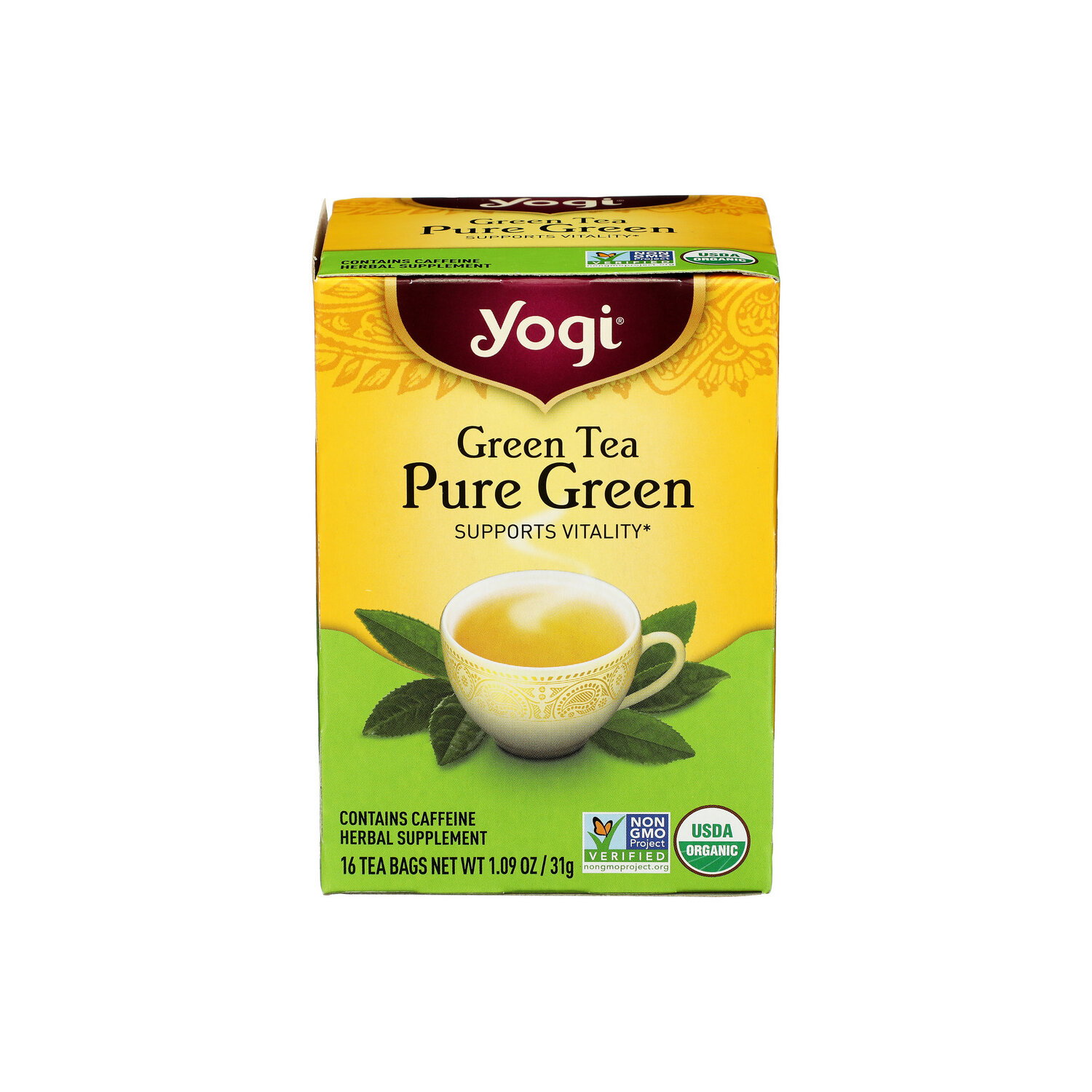 Yogitea Green Tea Bags Pure - 0.068 Ounce - 16 Count Image 1 of 3