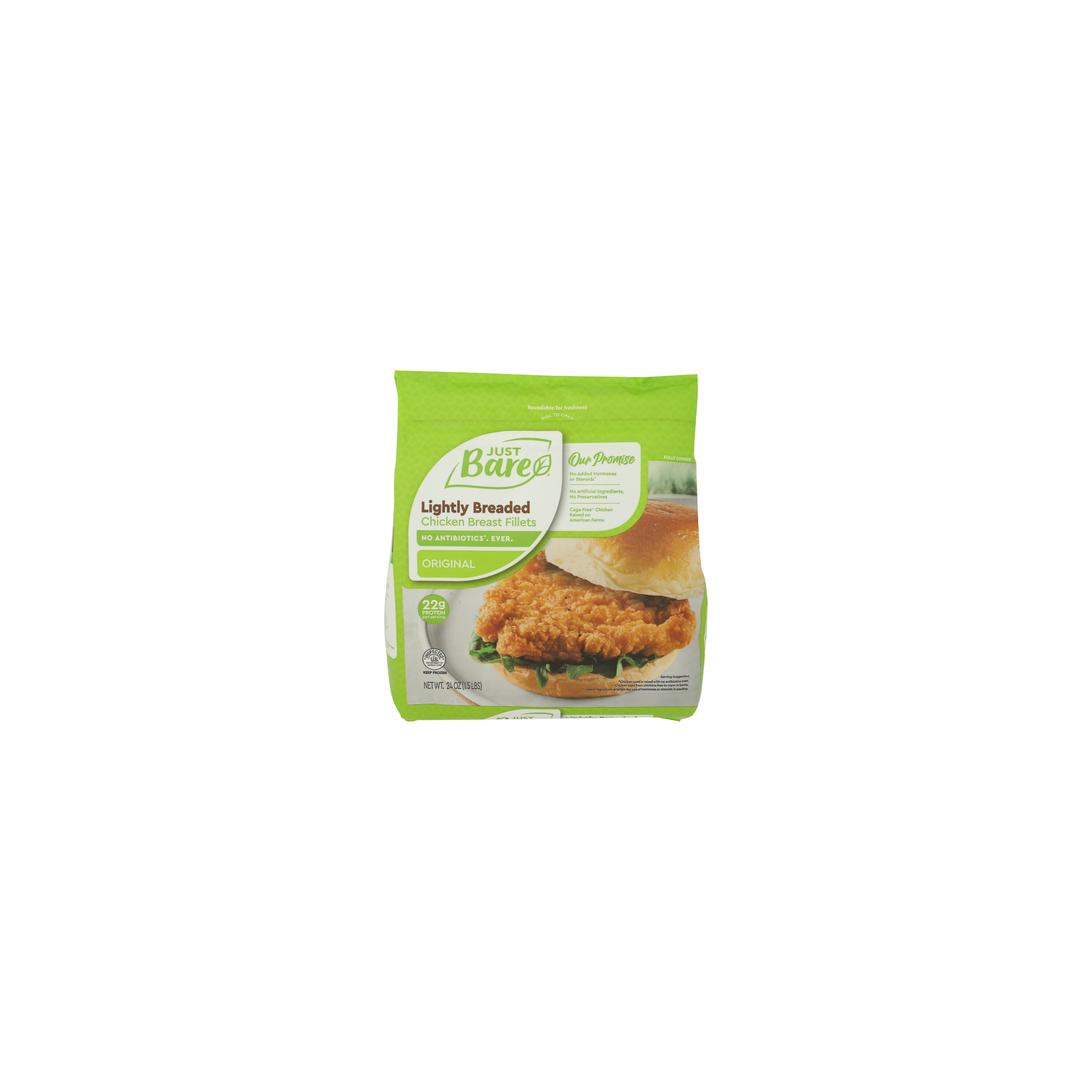 Just Bare Natural Fully Cooked Lightly Breaded Breast Fillet - 24 Ounce Image 1 of 3