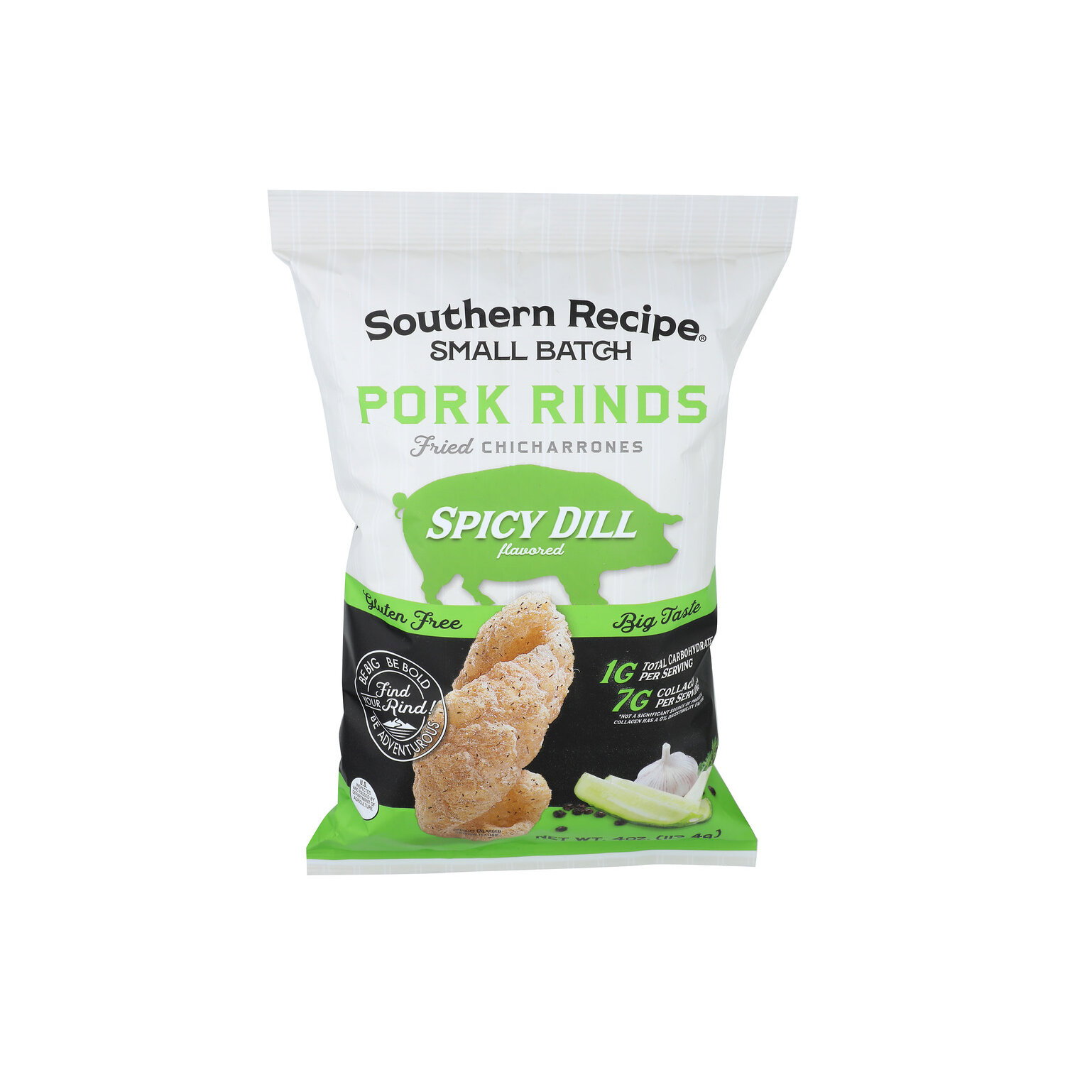 Southern Recipe Small Batch Spicy Dill Flavored Fried Chicharrones Pork Rinds - 4 Ounce Image 1 of 4