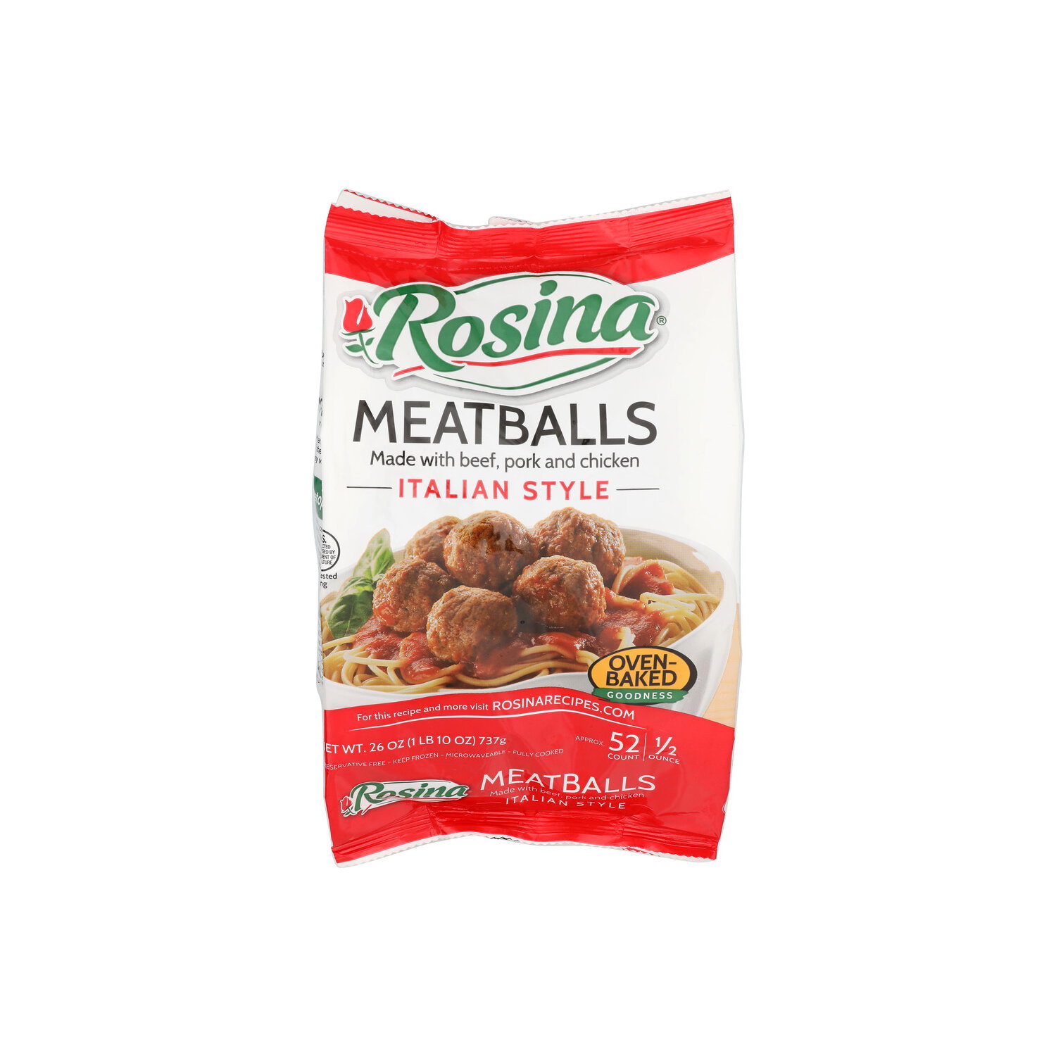 Rosina Made With Beef, Pork And Chicken Italian Style Meatballs - 26 Ounce Image 1 of 4