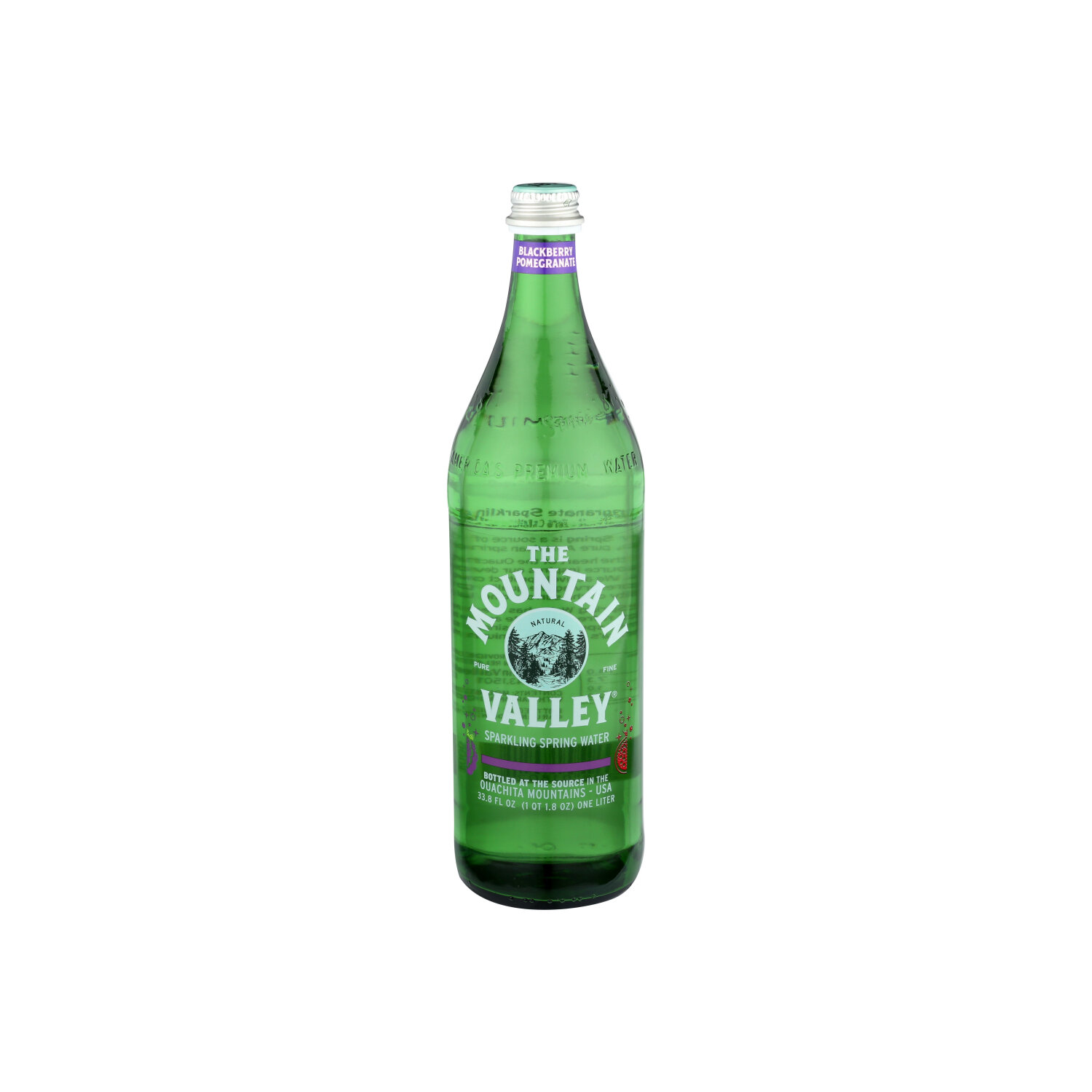Mountain Valley Spring Water Blackberry Pomegranate Sparkling 1L Glass Flavored Bottled - 33.8 Fluid Ounce Image 1 of 2