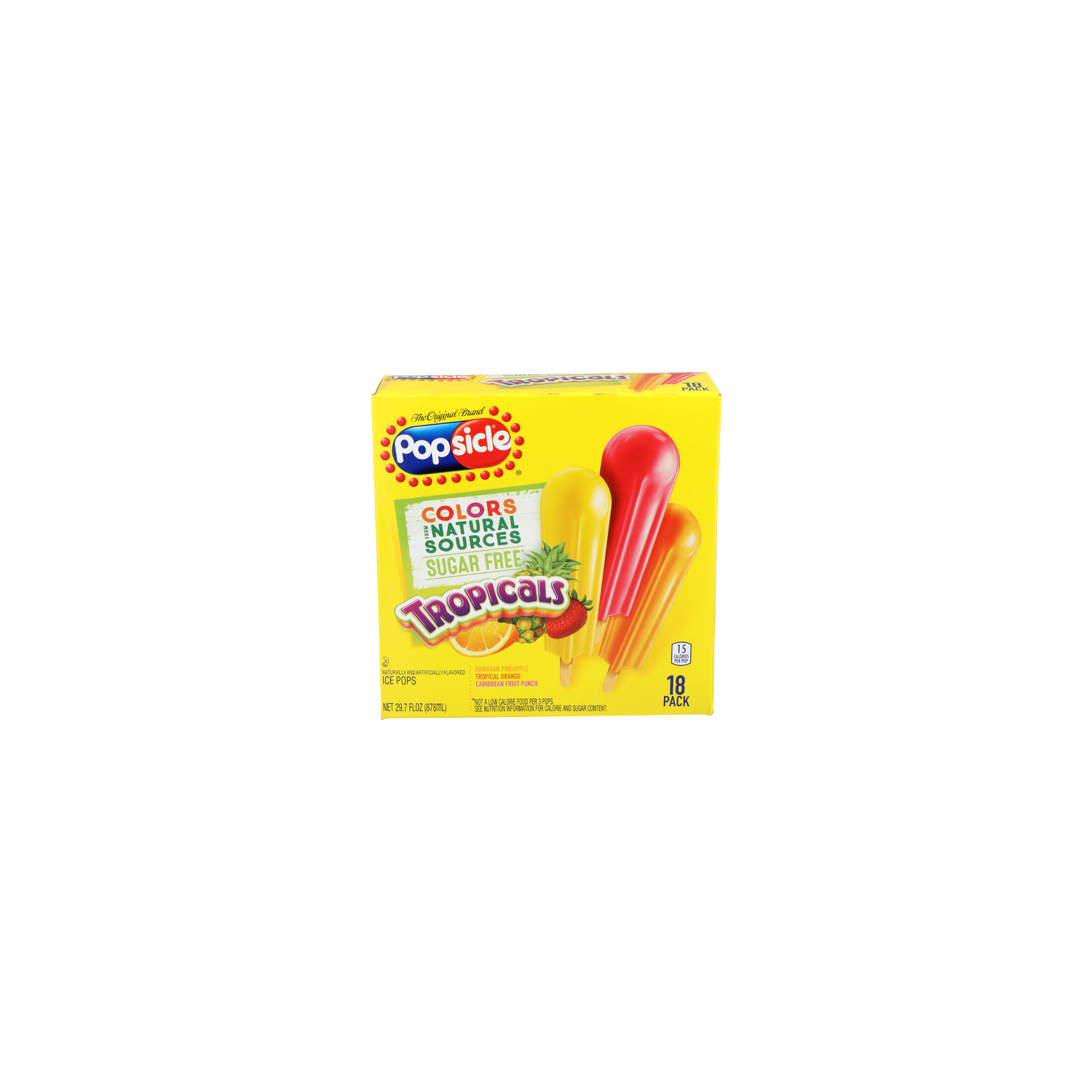 Popsicle Hawaiian Pineapple Tropical Orange Caribbean Fruit Punch Tropicals Ice Pops - 1.65 Fluid Ounce - 18 Count Image 1 of 4