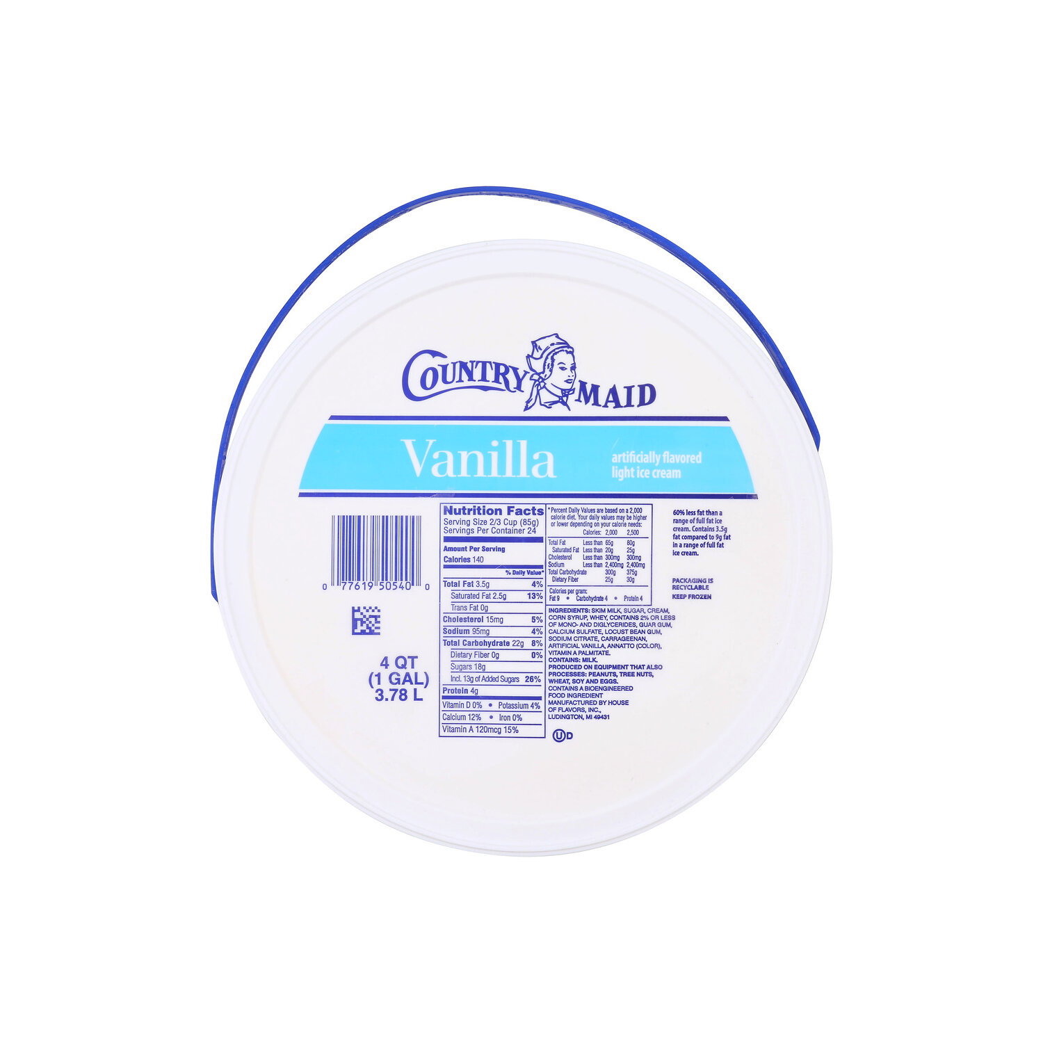 COUNTRY MAID Light Vanilla Ice Cream - 4 Quart Image 1 of 4