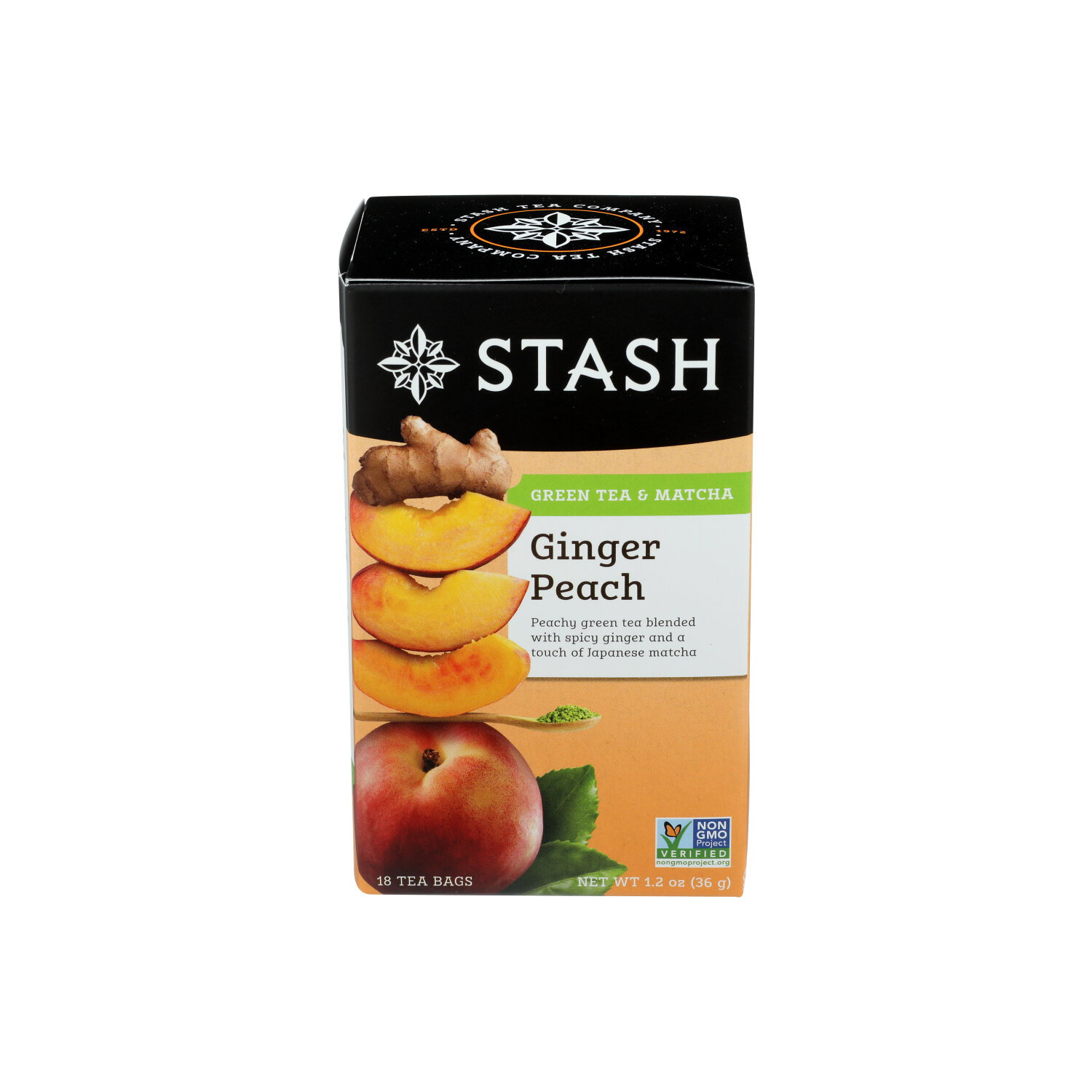 Stash Tea Ginger Peach Green - 0.067 Ounce - 18 Count Image 1 of 3
