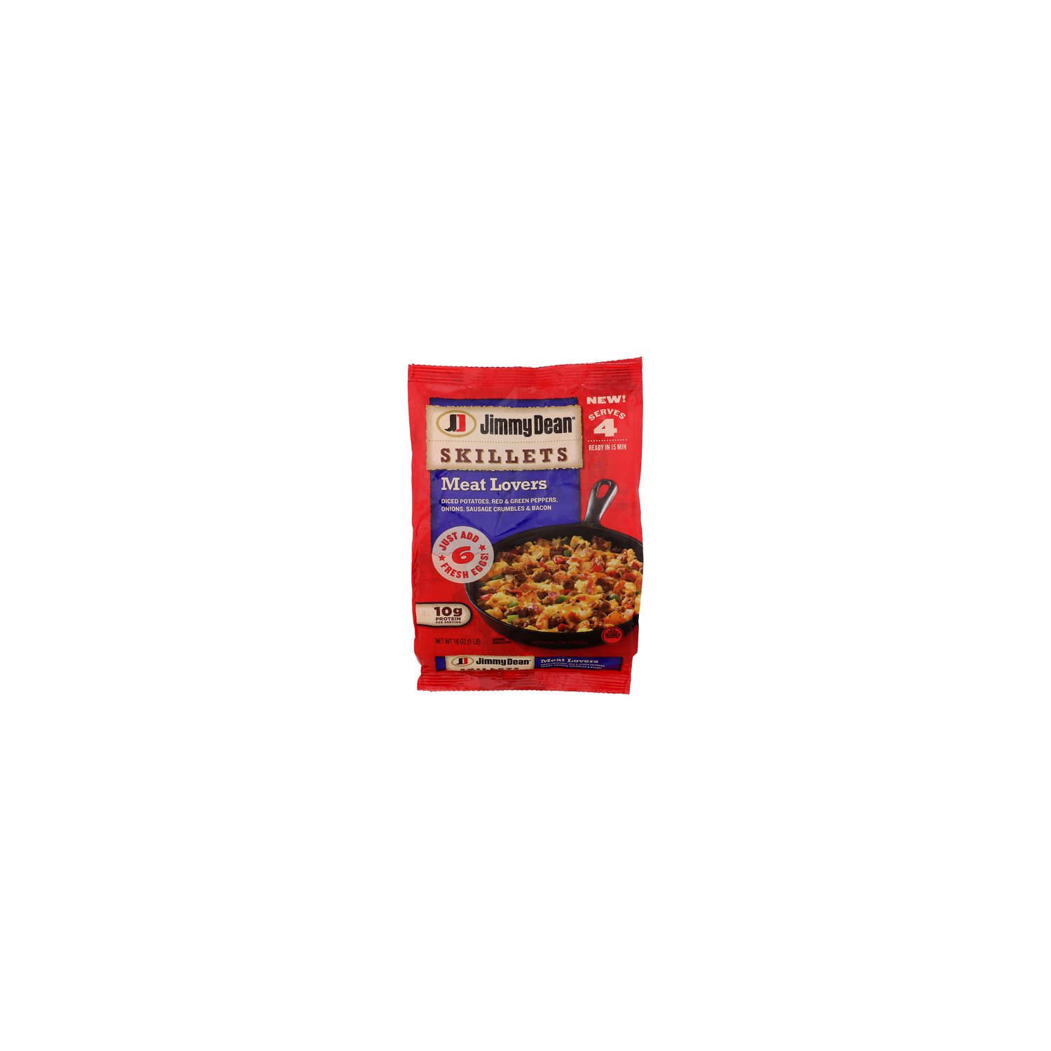 Jimmy Dean Diced Potatoes, Red & Green Peppers, Onions, Sausage Crumbles & Bacon Skillets Meat Lovers - 4 Ounce - 4 Count Image 1 of 4