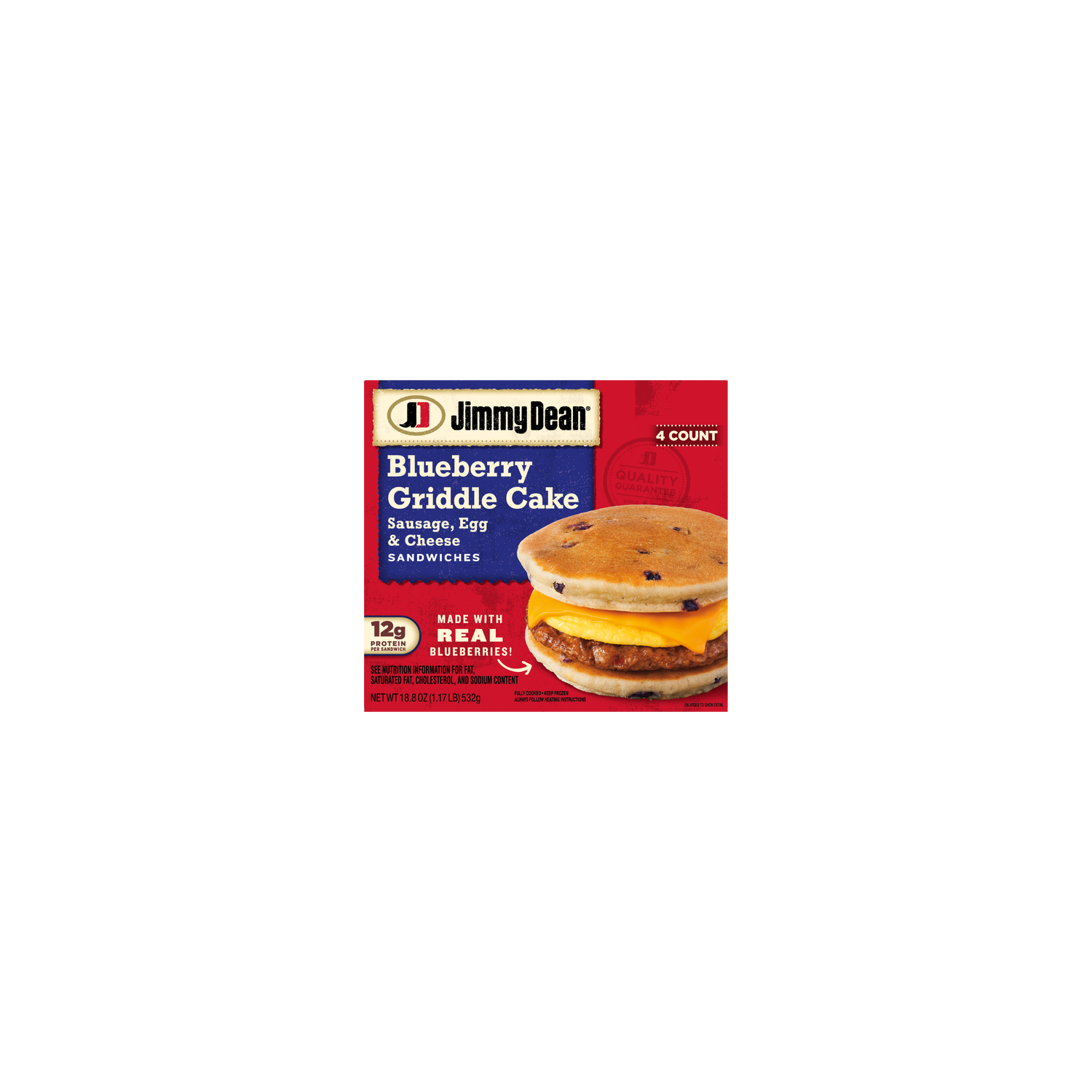Jimmy Dean Blueberry Griddle Cake Sausage, Egg And Cheese Sandwiches, , Box - 18.8 Ounce Image 1 of 2