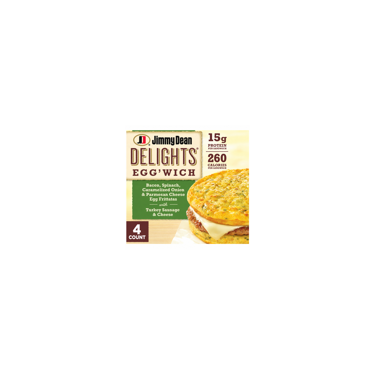 Jimmy Dean Delights Egg'wich Bacon Spinach Egg Frittatas With Turkey Sausage And Cheese - 4 Count Image 1 of 4