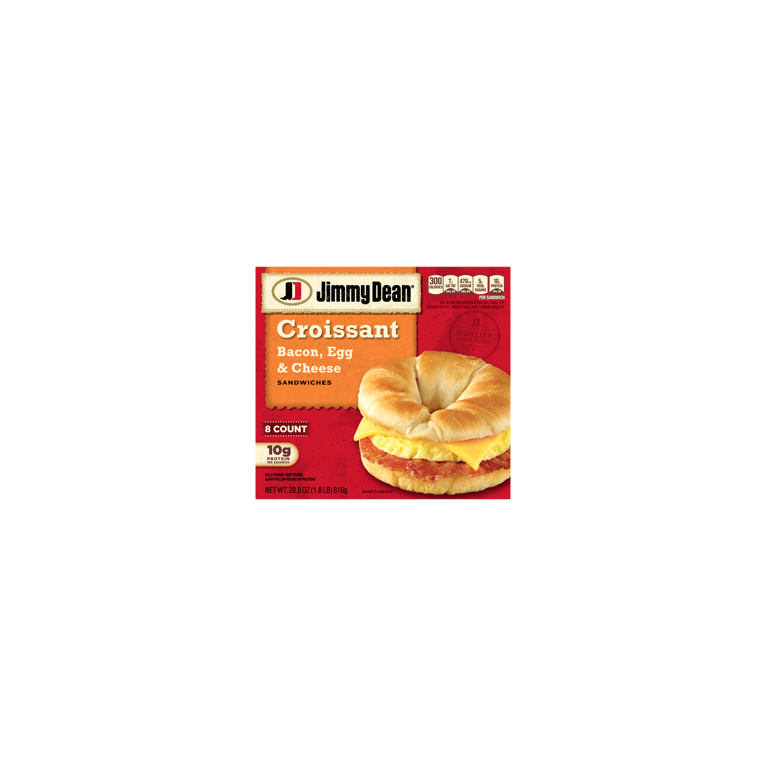 Jimmy Dean Croissant Breakfast Sandwiches With Bacon, Egg, And Cheese, Frozen - 28.8 Ounce Image 1 of 2