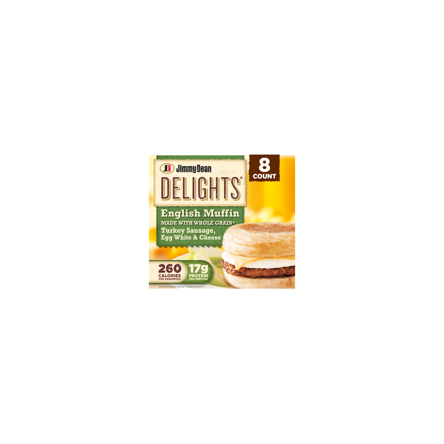 Jimmy Dean Delights Turkey Sausage Egg White & Cheese English Muffin Sandwiches Frozen - 8 Count Image 1 of 4