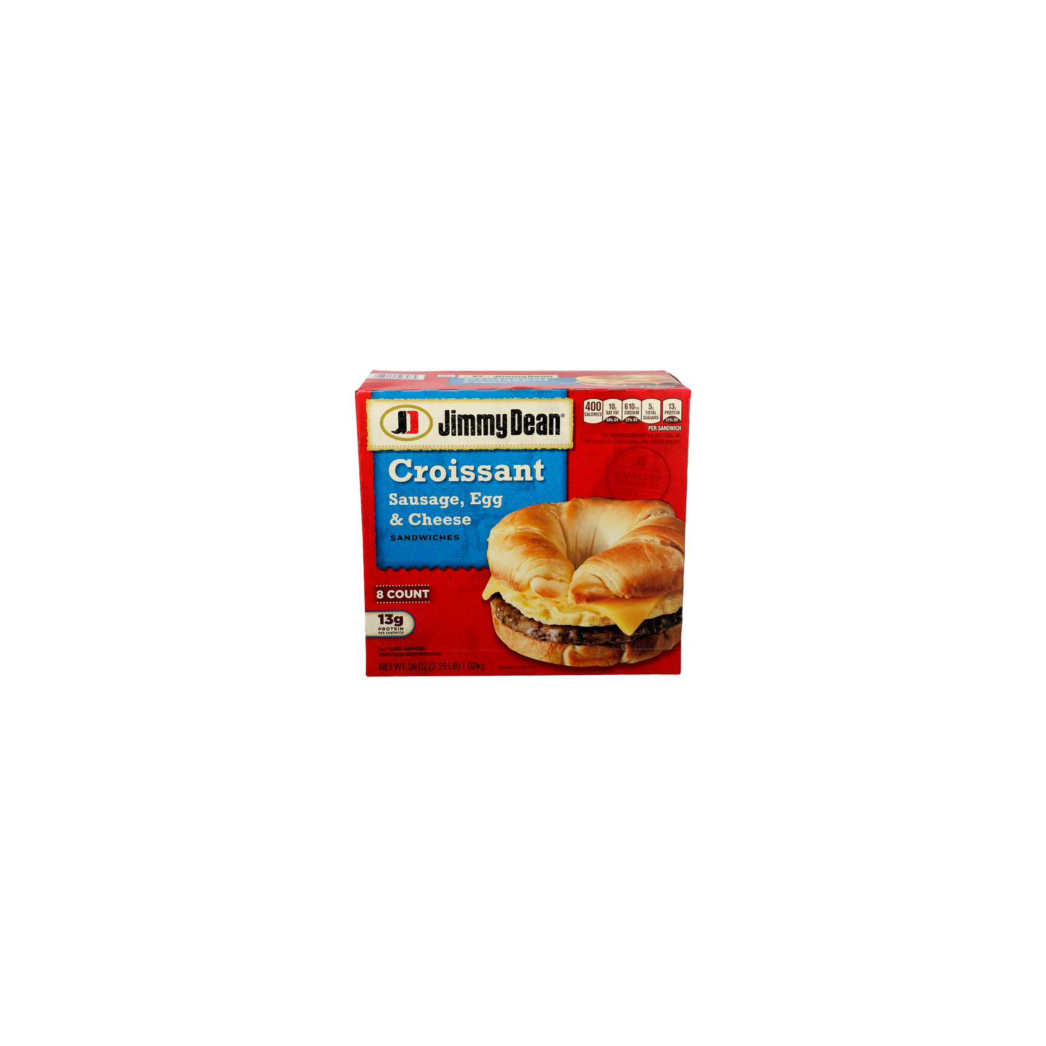 Jimmy Dean SAUSAGE. Egg & Cheese Sandwiches Croissant Sausage - 4.5 Ounce - 8 Count Image 1 of 4