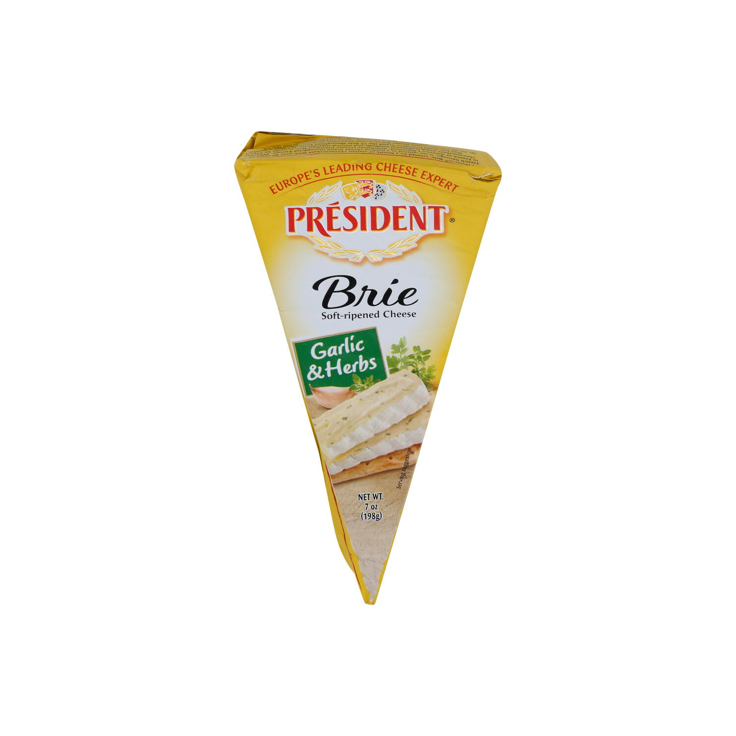 President Brie Cheese With Herbs, Foil Wrapped Wedge - 7 Ounce Image 1 of 4