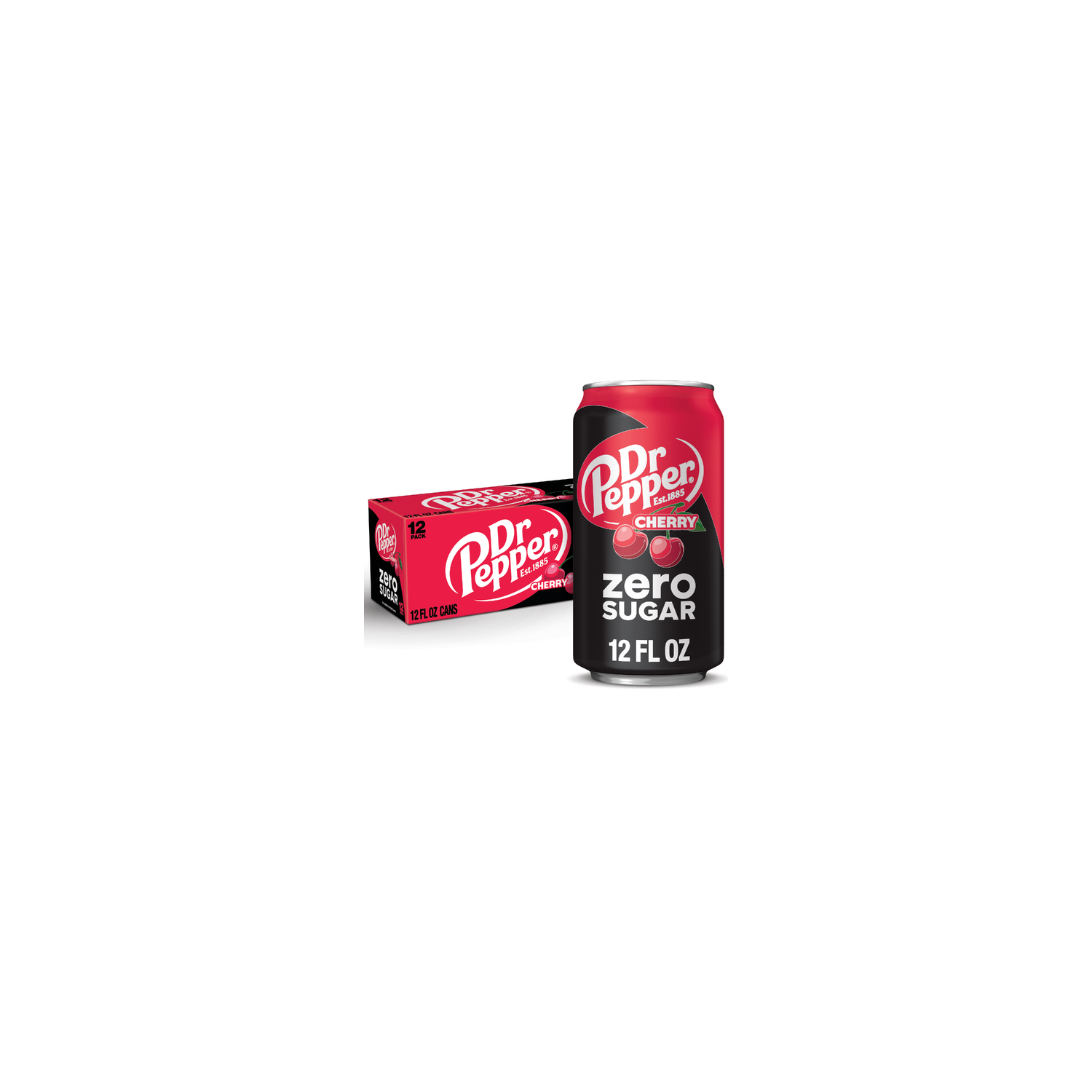 Dr Pepper Cherry Zero Sugar Soda - 12 Fluid Ounce Image 1 of 3