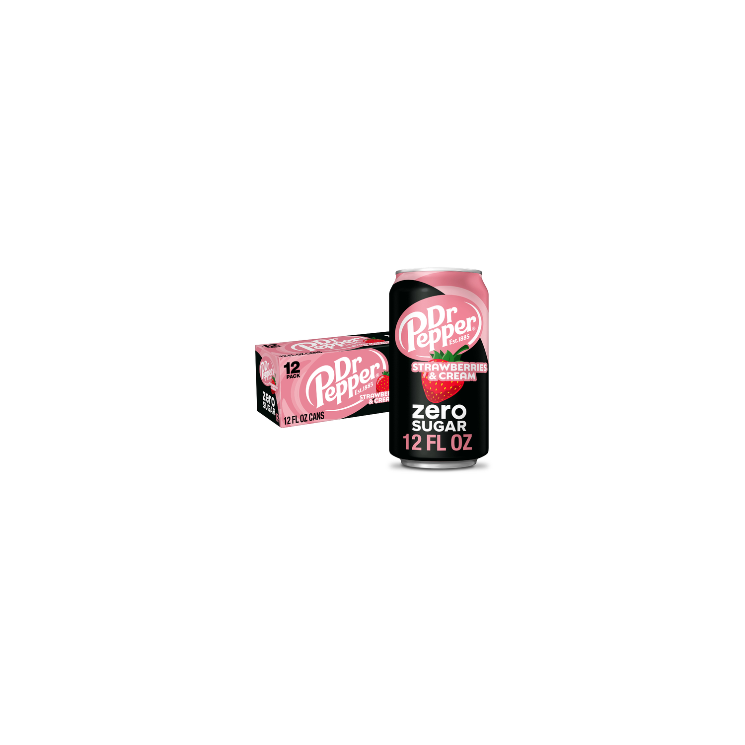 Dr Pepper Strawberries And Cream Zero Sugar Soda - 12 Fluid Ounce Image 1 of 3