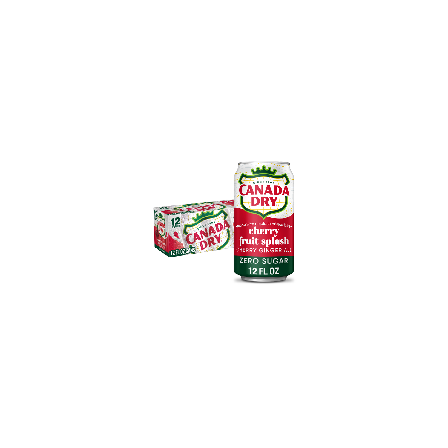 Canada Dry Fruit Splash Cherry Ginger Ale Zero Sugar Soda - 12 Fluid Ounce Image 1 of 3