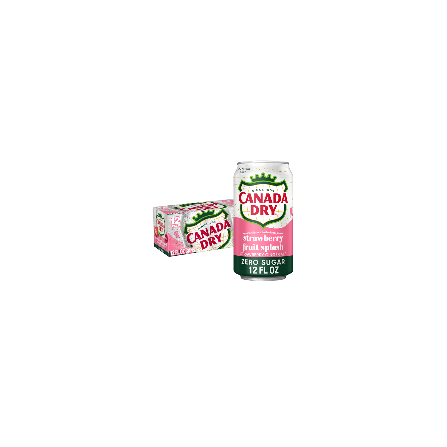 Canada Dry Fruit Splash Strawberry Ginger Ale Zero Sugar Soda - 12 Fluid Ounce Image 1 of 3