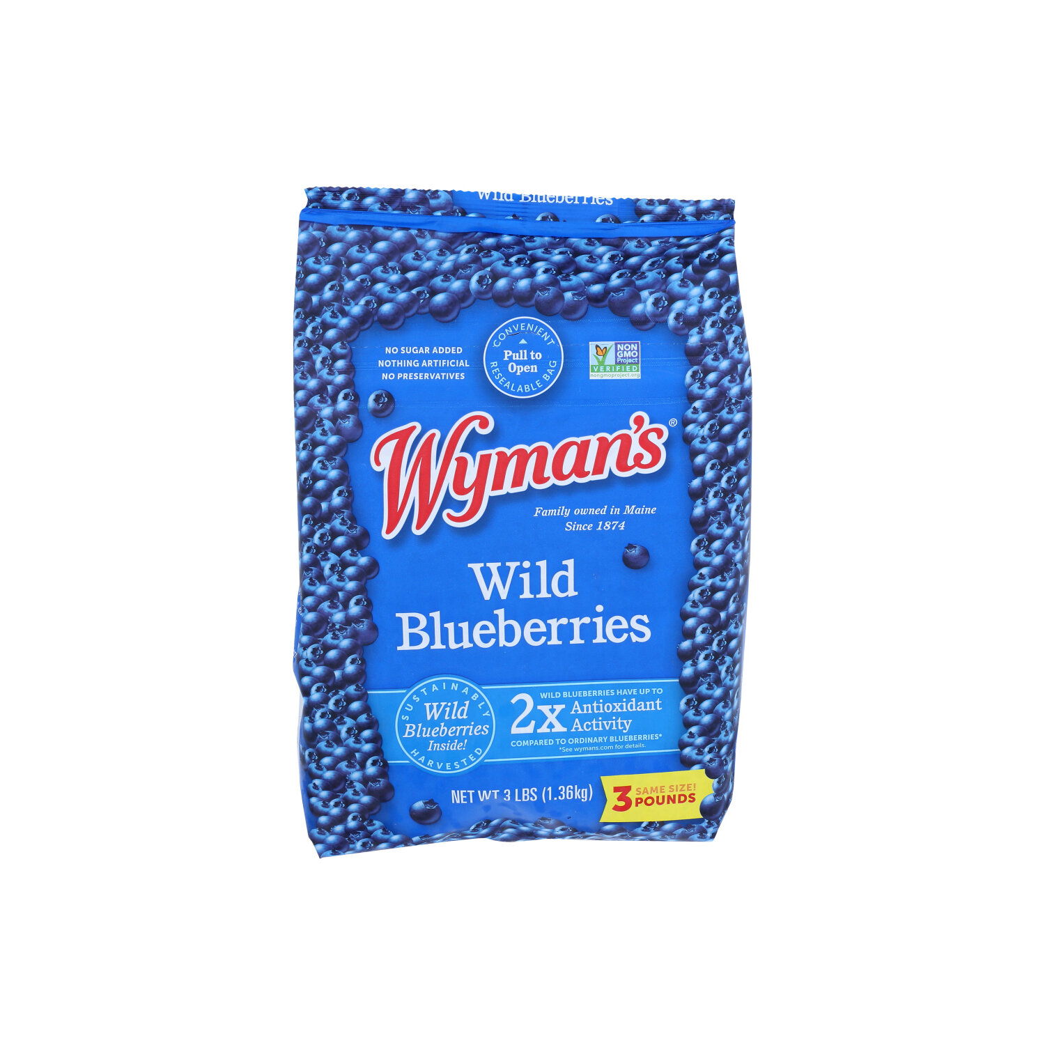 WYMAN's Frozen Fruit Wild Blueberries - 3 Pound - 1 Count