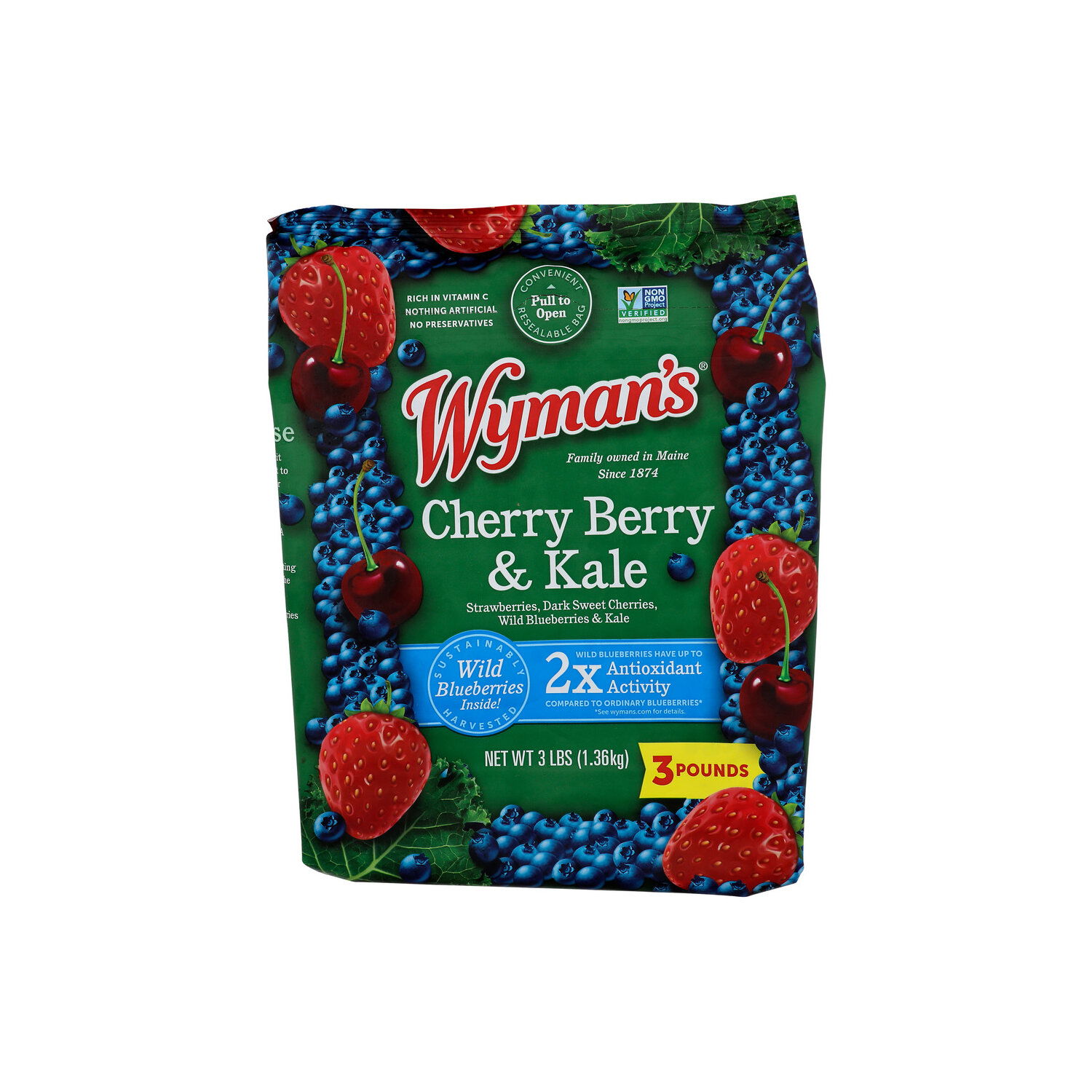 WYMAN's Strawberries, Dark Sweet Cherries, Wild Blueberries & Kale