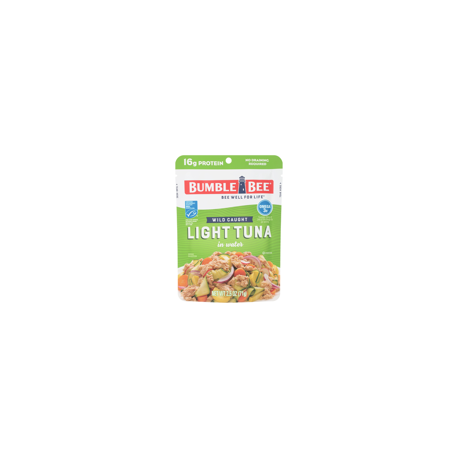 Bumble Bee In Water Wild Caught Light Tuna Water, Pouch - 2.5 Ounce