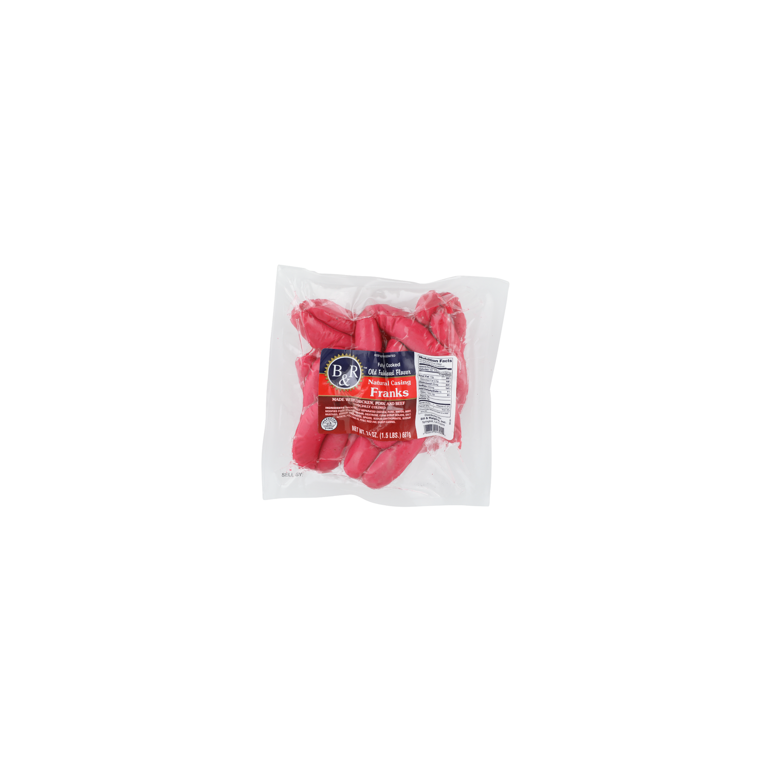 B&R Natural Casing Franks - 24 Ounce Image 1 of 4